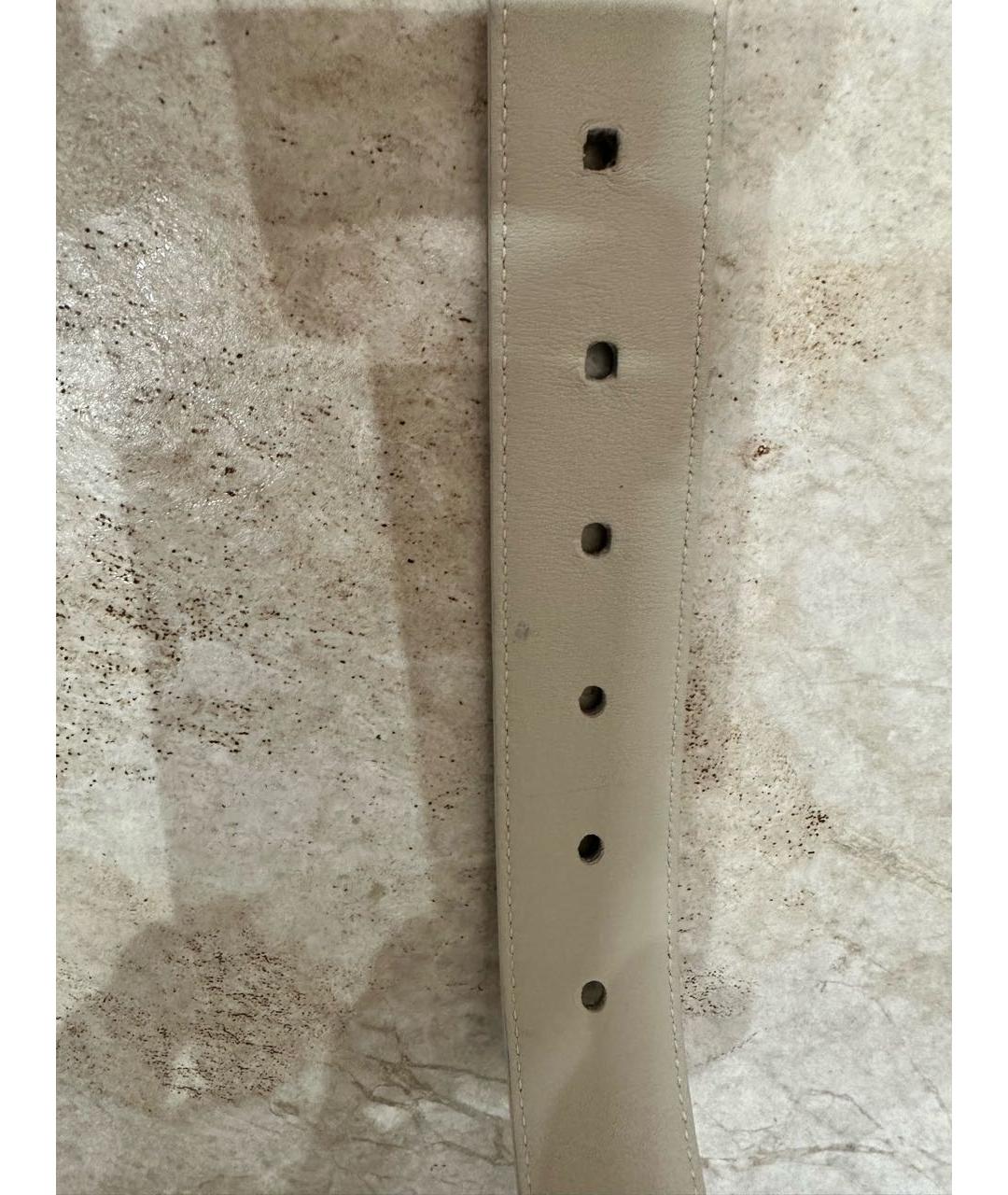 SAINT LAURENT Белый кожаный ремень, фото 2