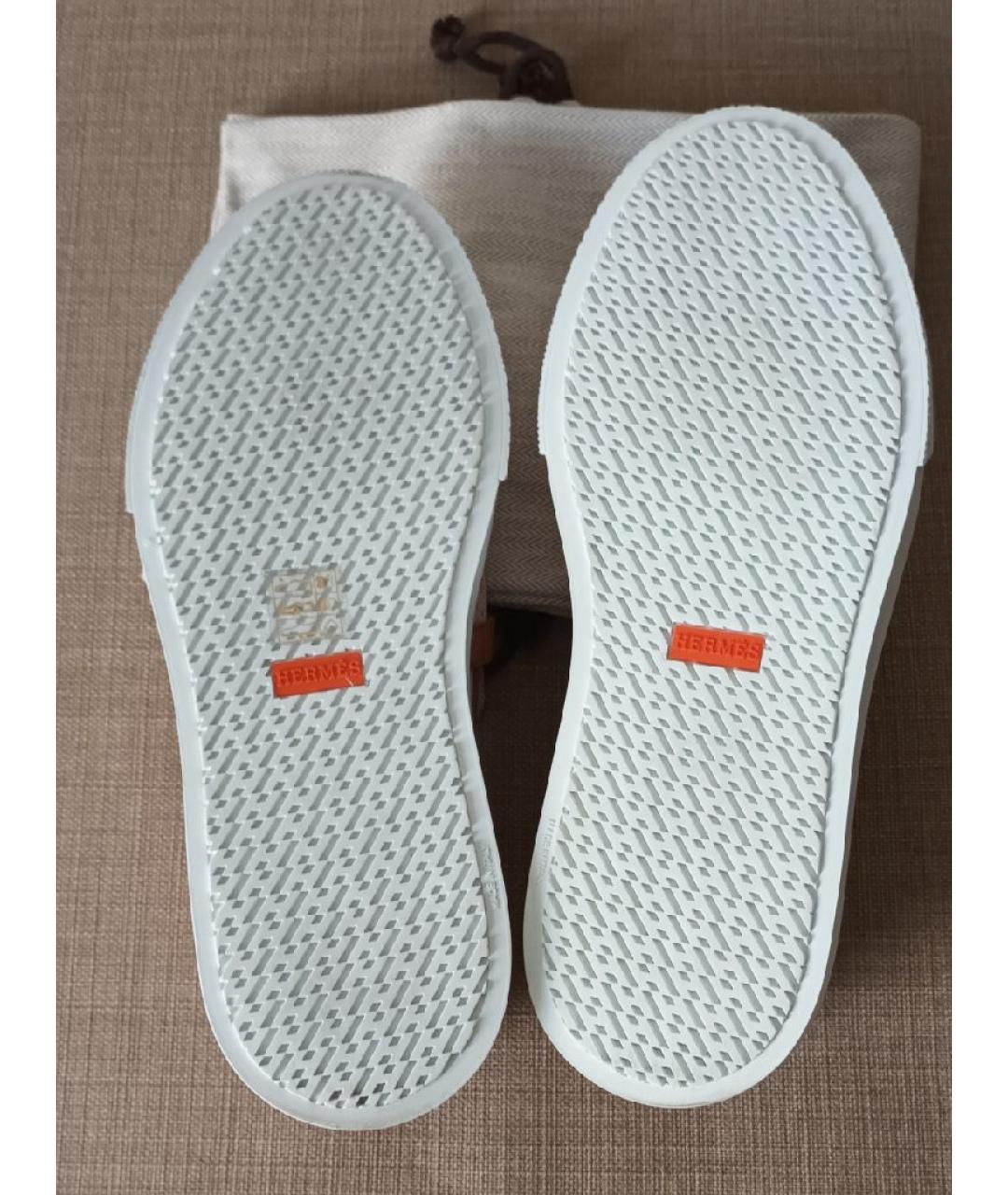 HERMES Коралловые текстильные лоферы, фото 8