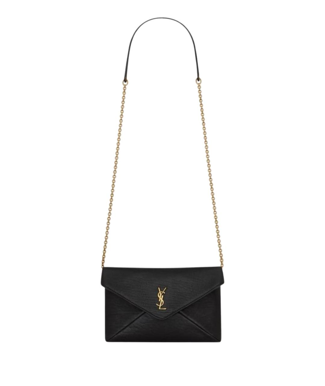 SAINT LAURENT Черная кожаная сумка через плечо, фото 1
