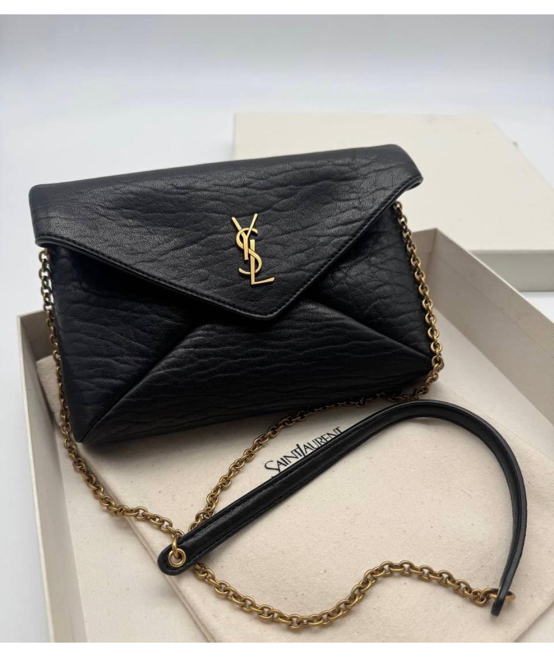 SAINT LAURENT Черная кожаная сумка через плечо, фото 5