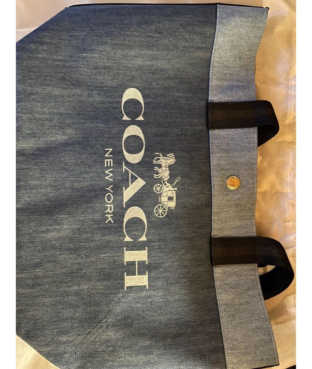 COACH Синяя деним сумка тоут, фото 5