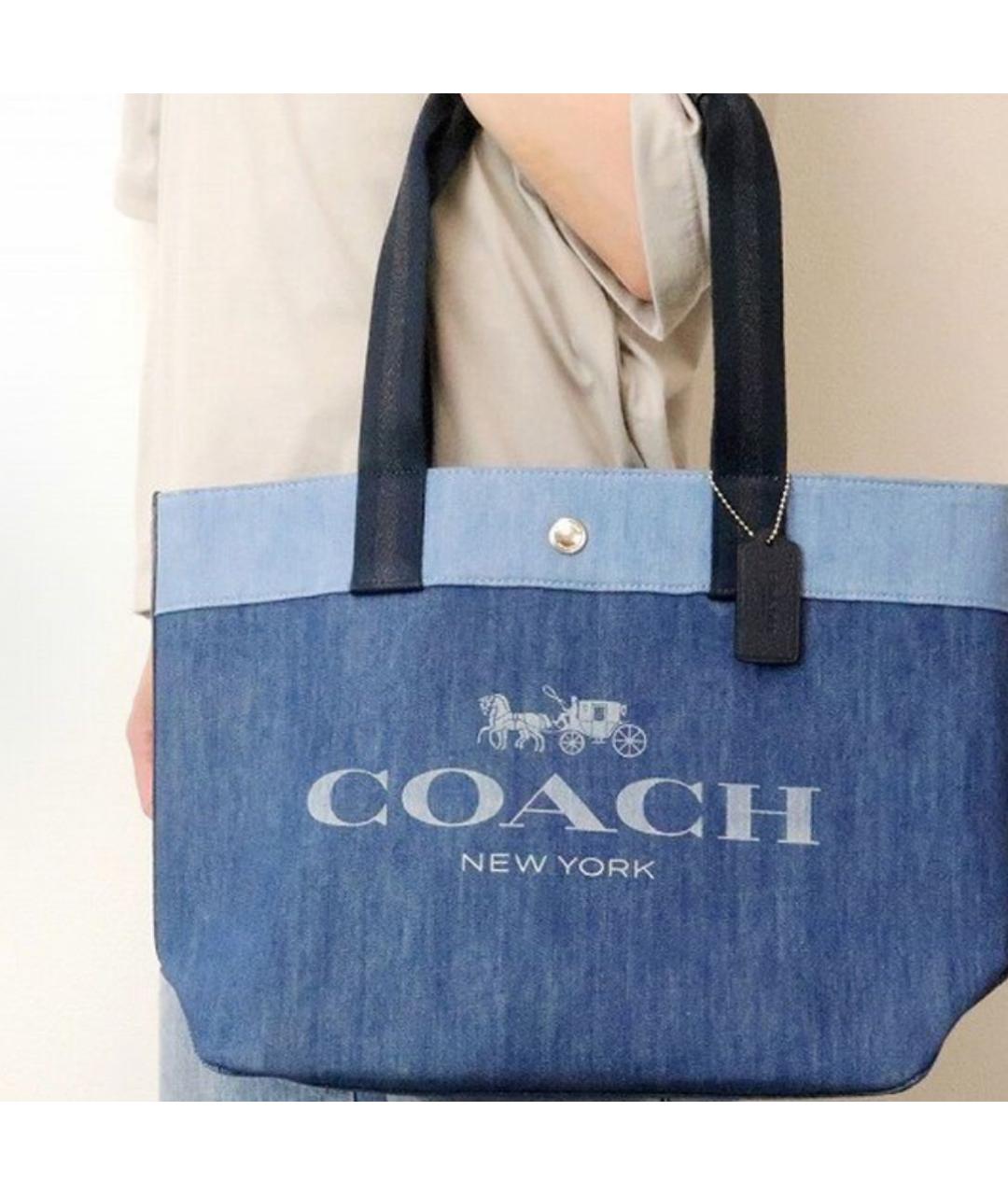 COACH Синяя деним сумка тоут, фото 8