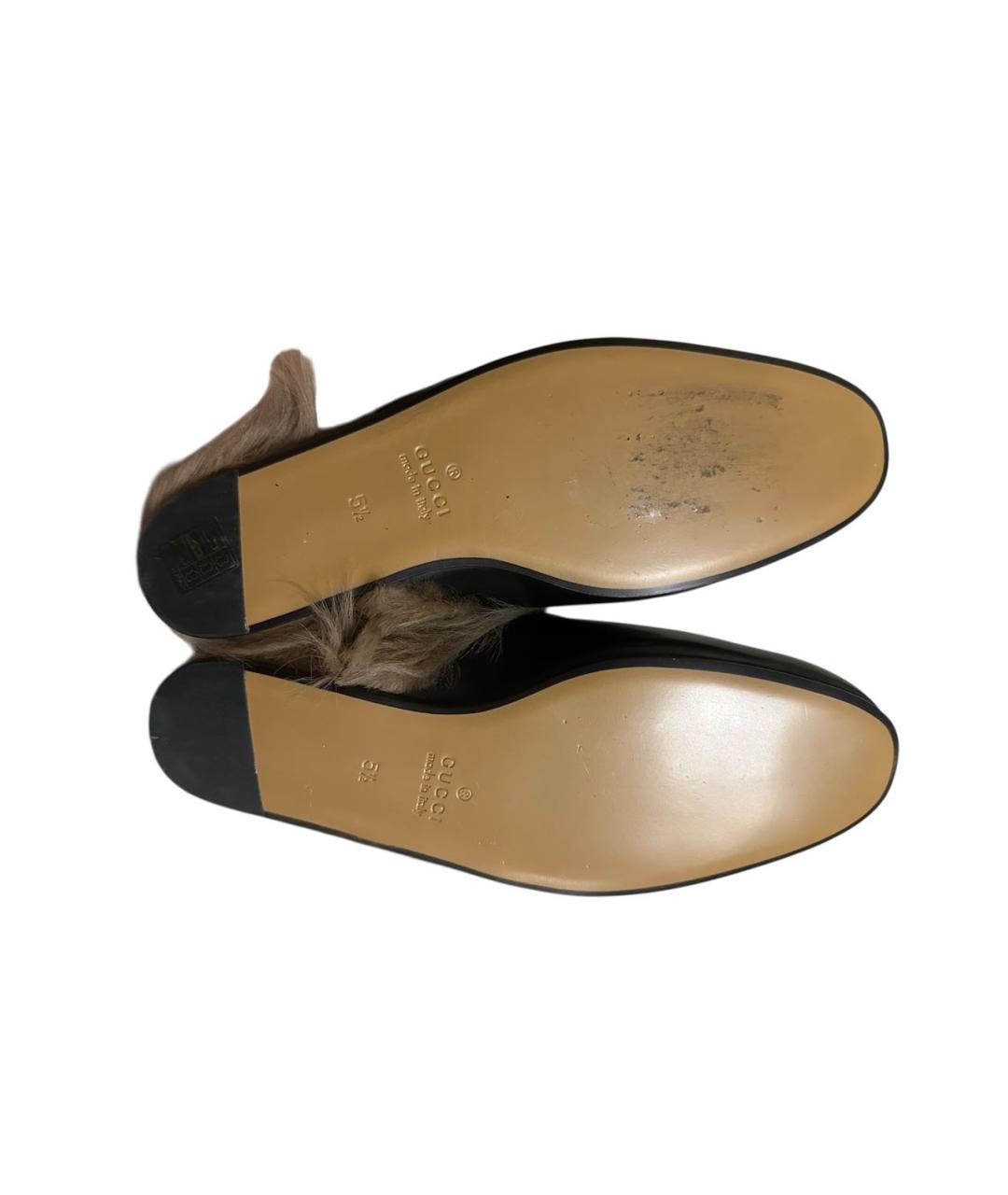 GUCCI Черные кожаные шлепанцы, фото 6