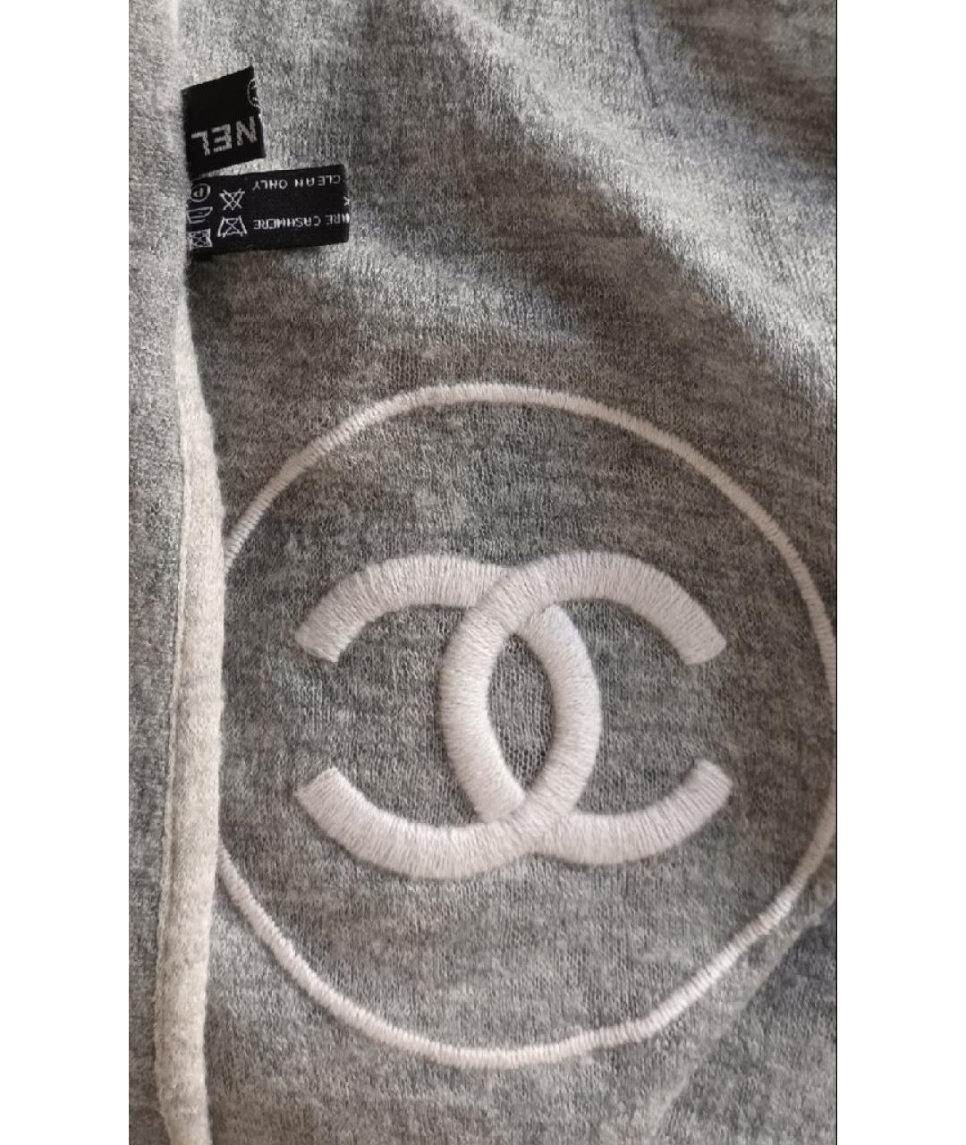 CHANEL Серый кашемировый платок, фото 6