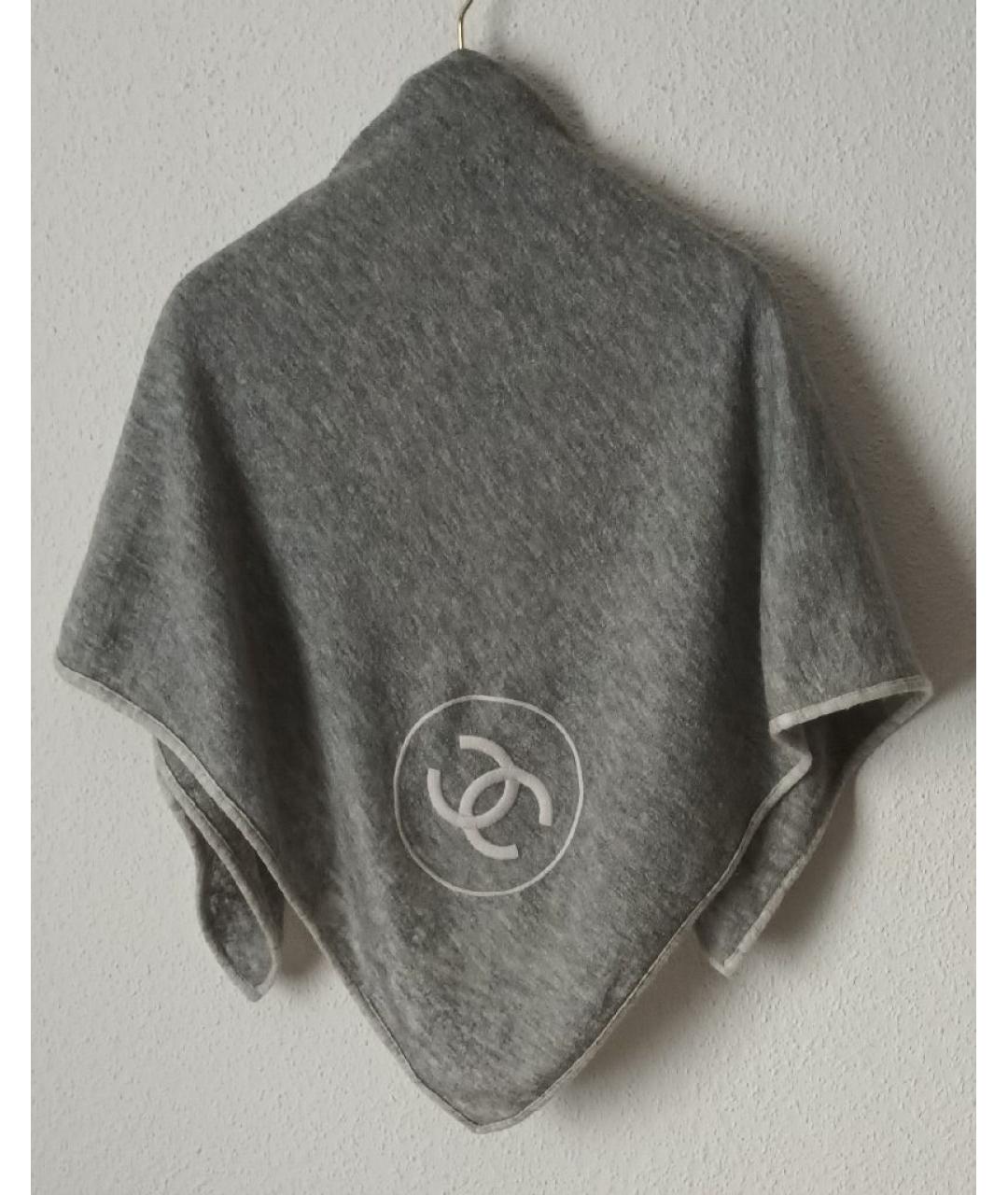 CHANEL Серый кашемировый платок, фото 2