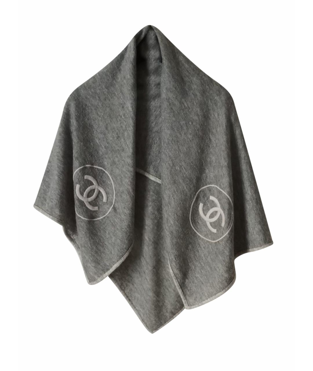 CHANEL Серый кашемировый платок, фото 1