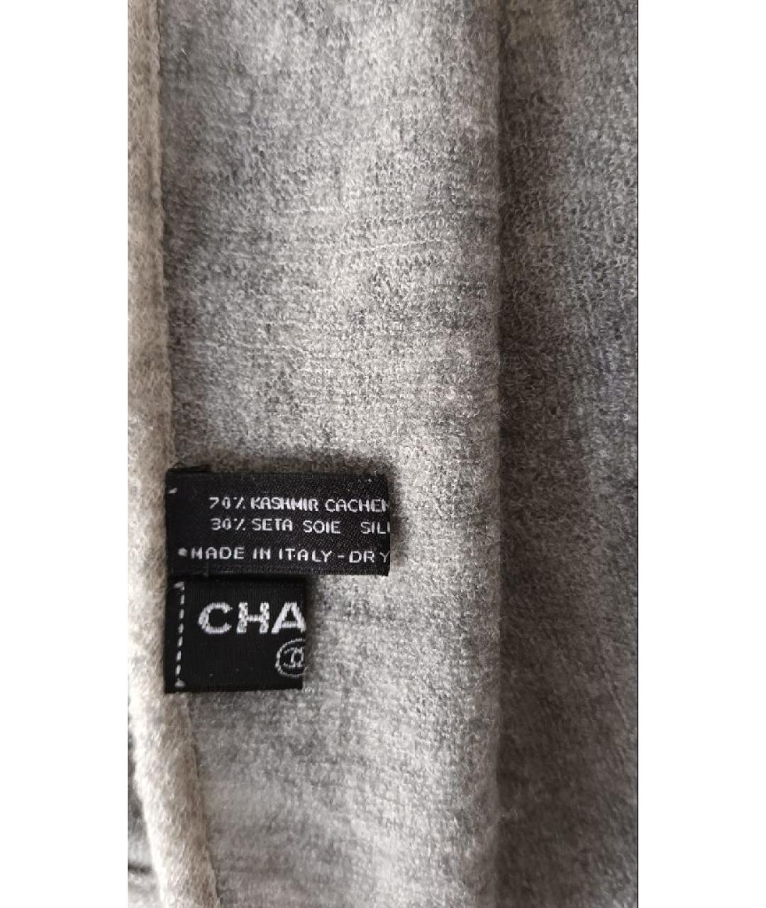 CHANEL Серый кашемировый платок, фото 4