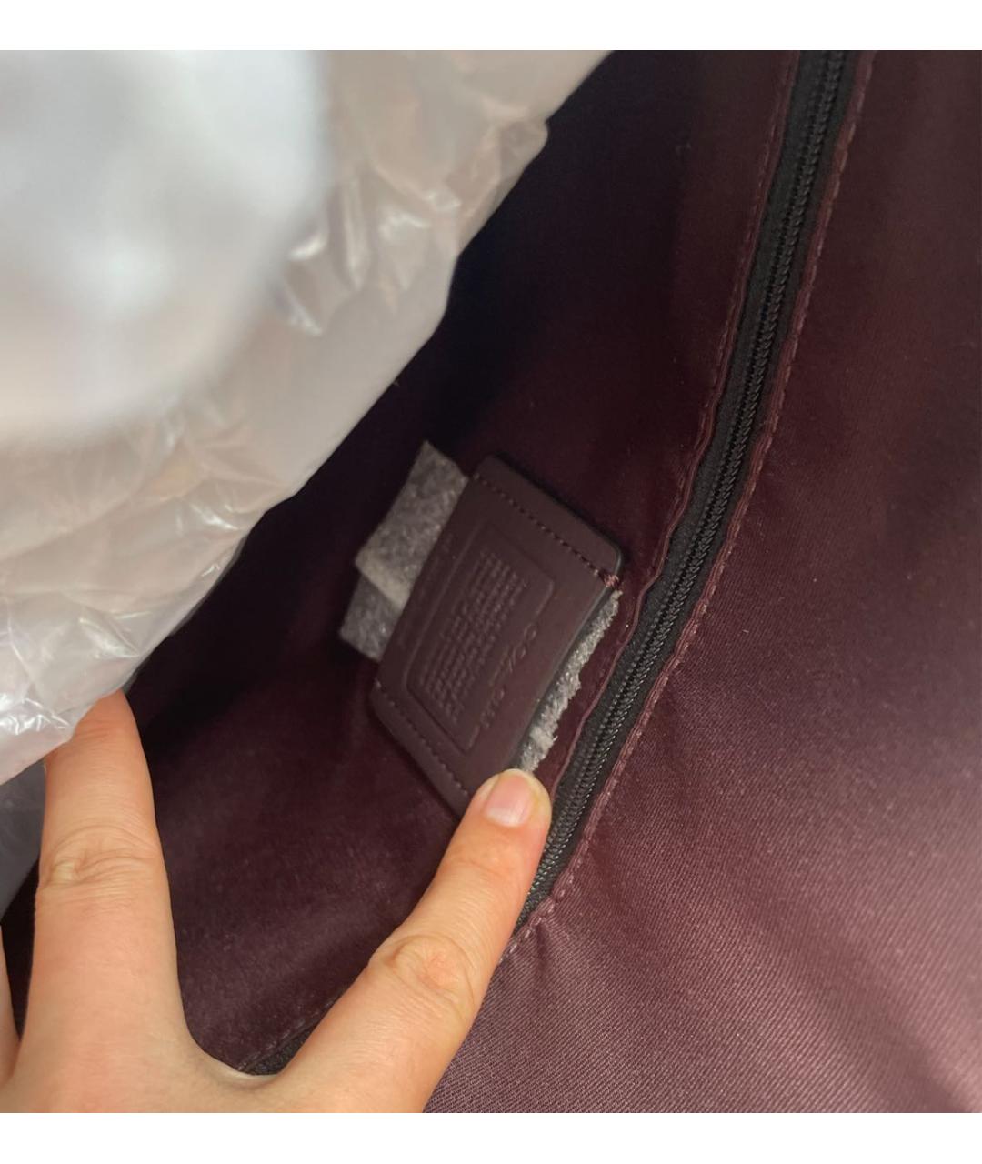 COACH Черная кожаная сумка тоут, фото 8