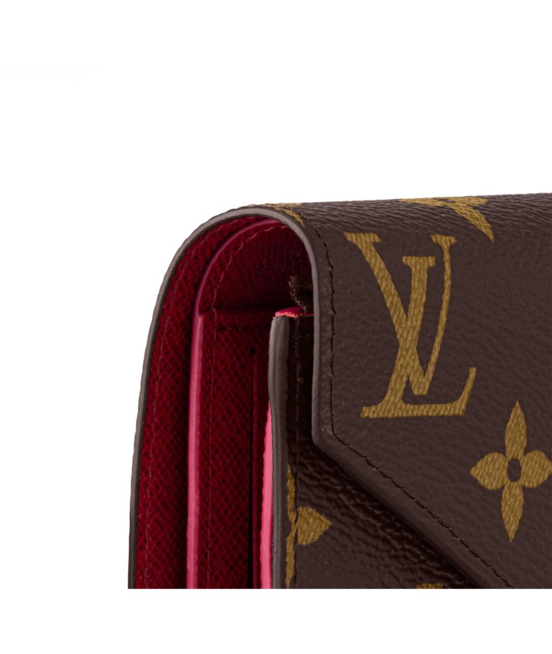 LOUIS VUITTON Коричневый кожаный кошелек, фото 3