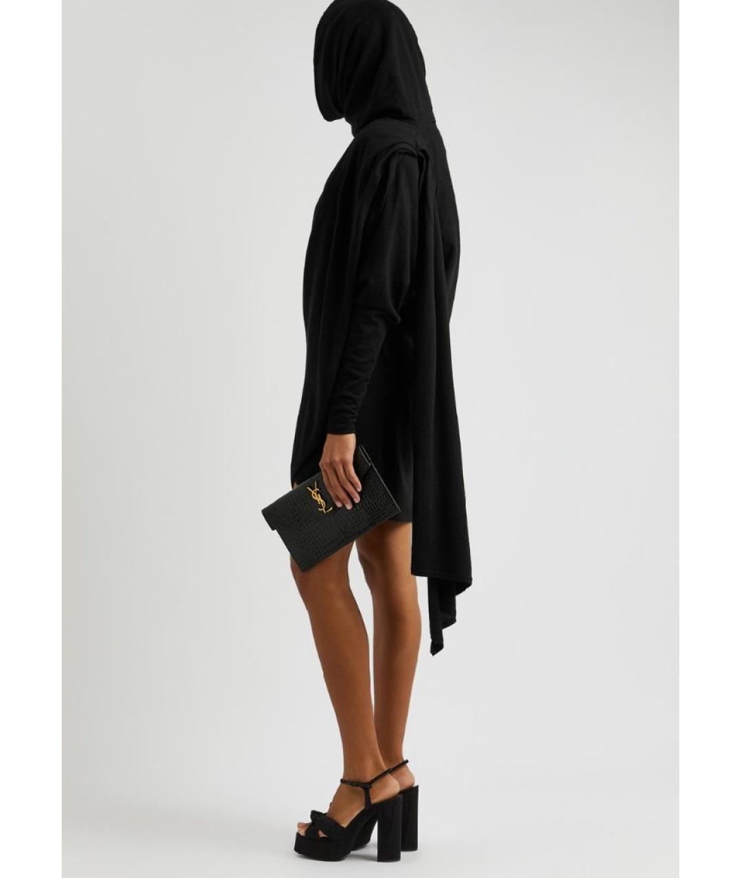 SAINT LAURENT Черное шерстяное повседневное платье, фото 6