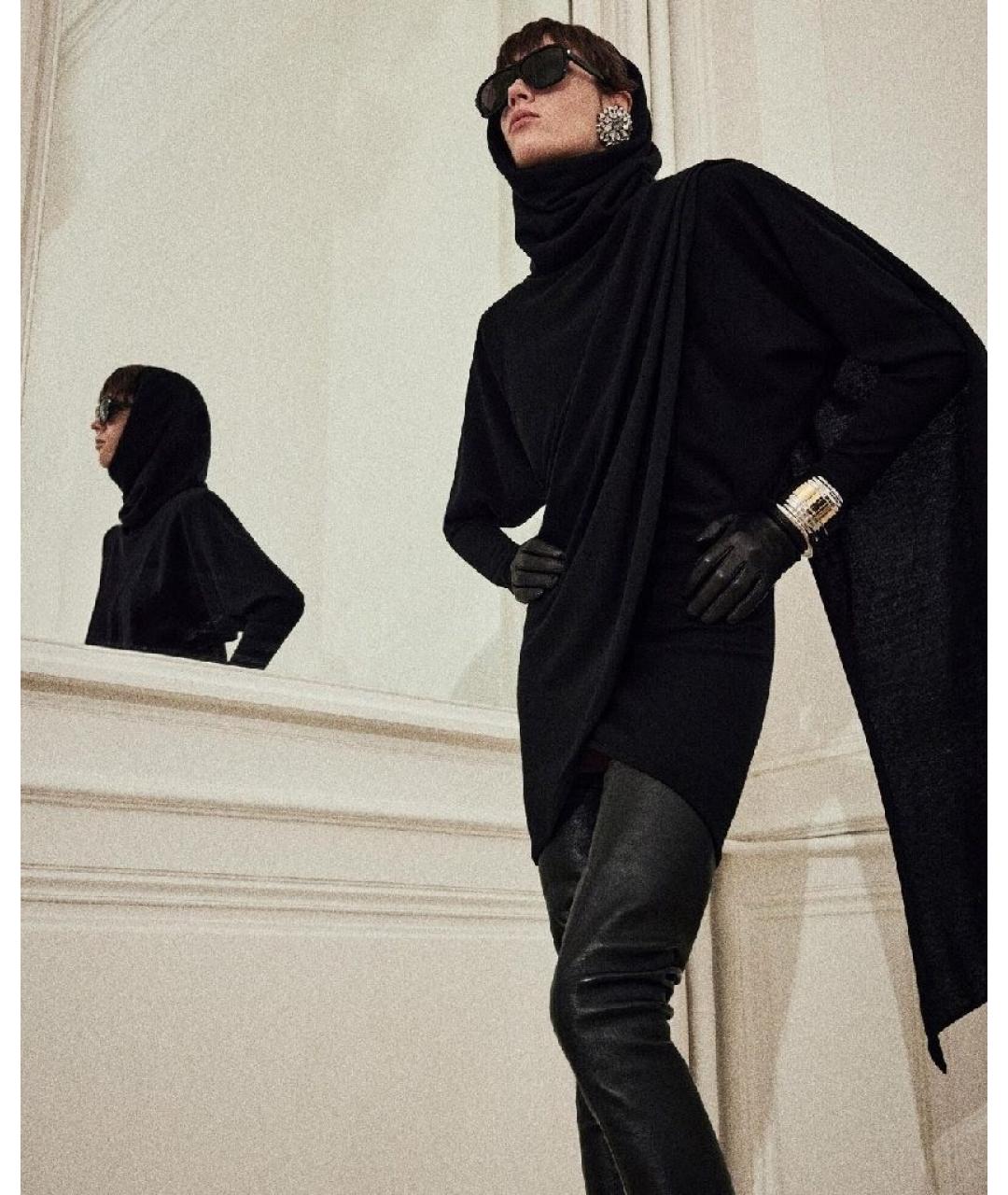 SAINT LAURENT Черное шерстяное повседневное платье, фото 8