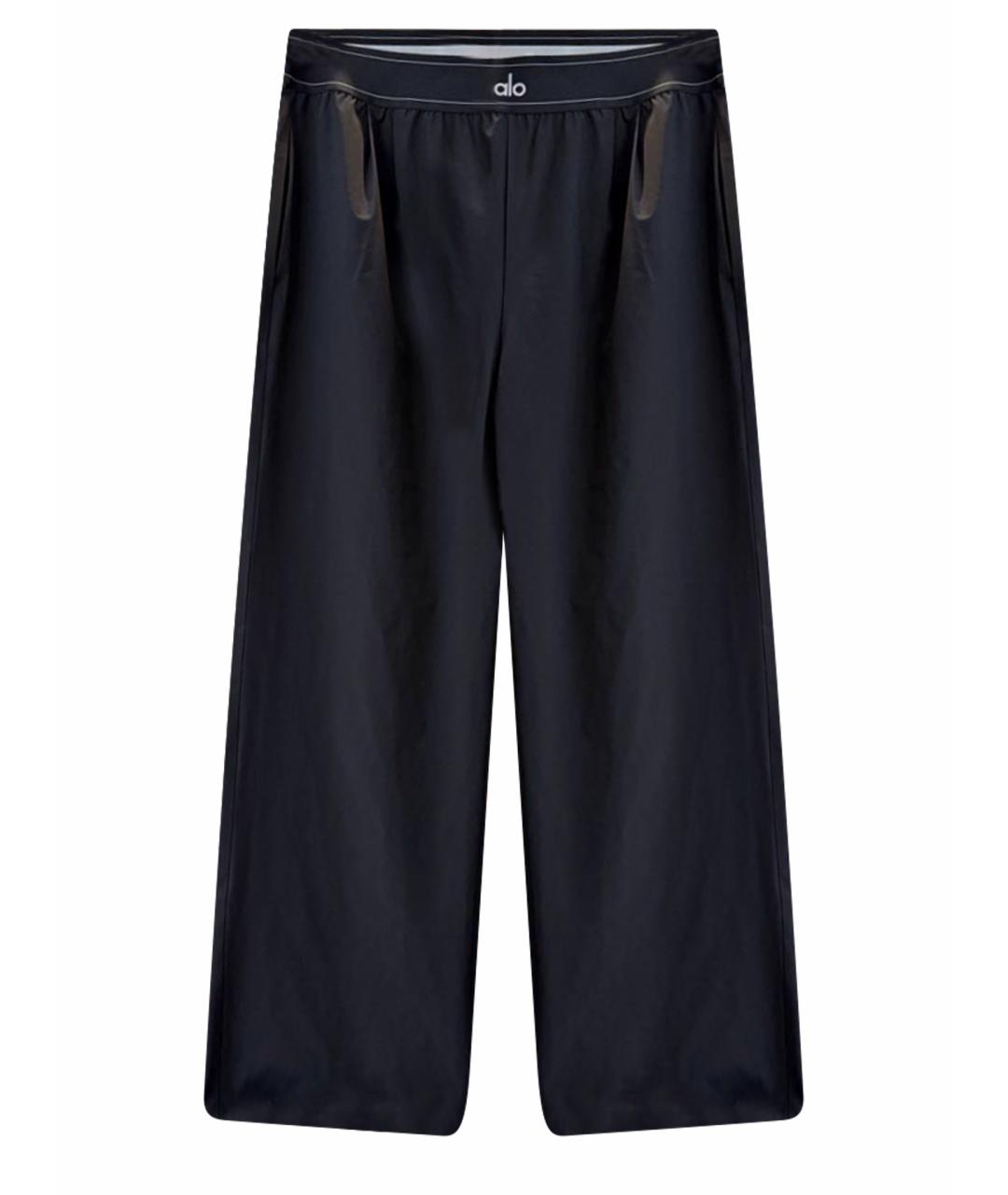 ALO YOGA Черные хлопко-эластановые брюки широкие, фото 1
