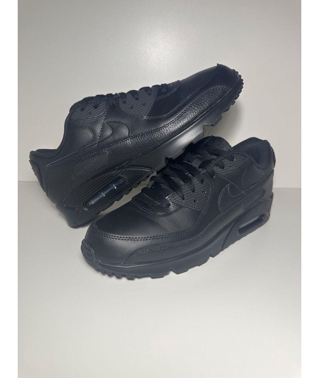 NIKE Черные кожаные низкие кроссовки / кеды, фото 5