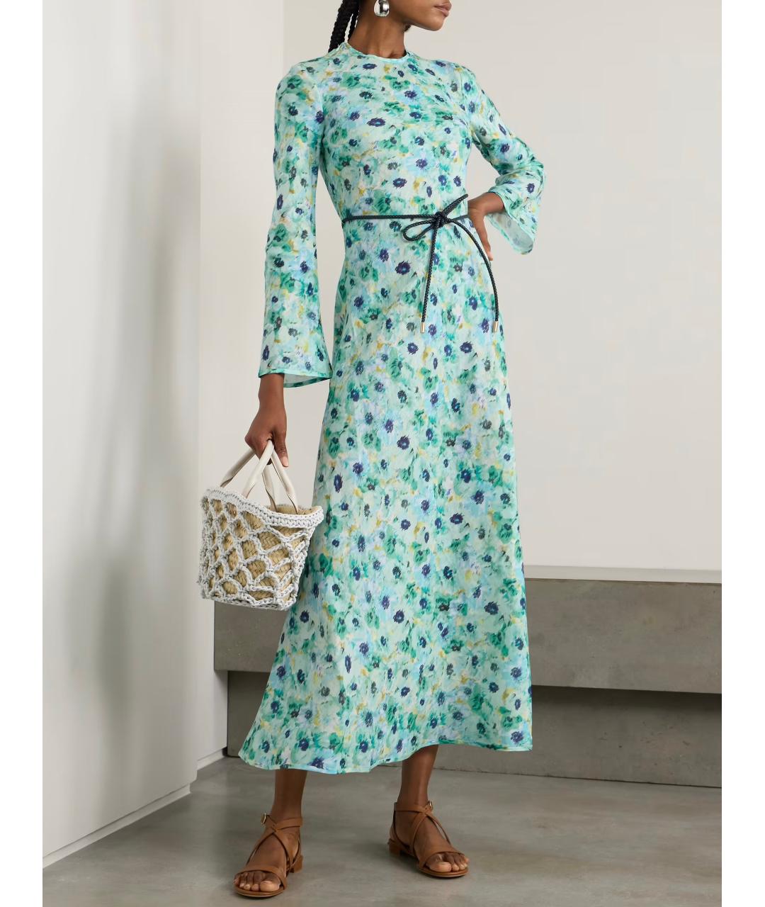 ZIMMERMANN Бирюзовое льняное коктейльное платье, фото 4