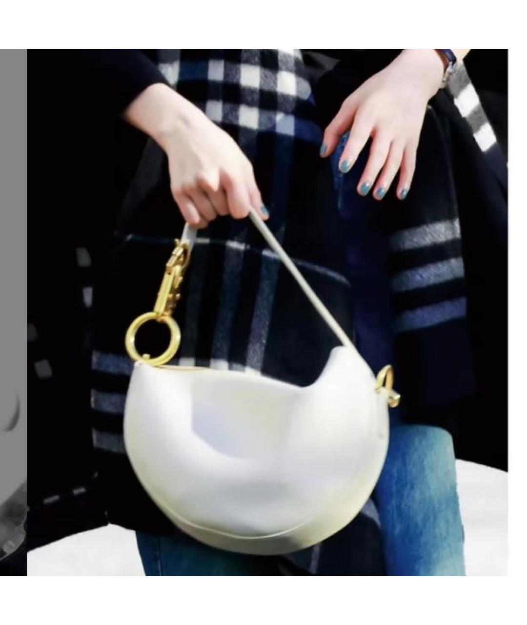 BURBERRY Белая кожаная сумка с короткими ручками, фото 3