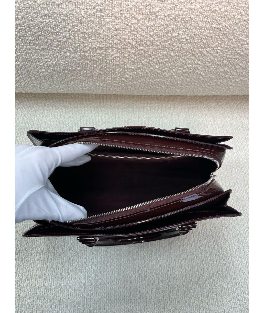 LOUIS VUITTON Бордовая сумка с короткими ручками из лакированной кожи, фото 4