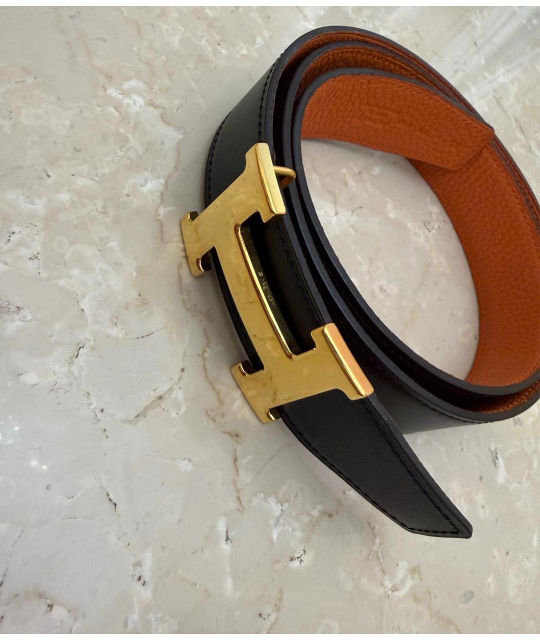 HERMES Черный кожаный ремень, фото 3