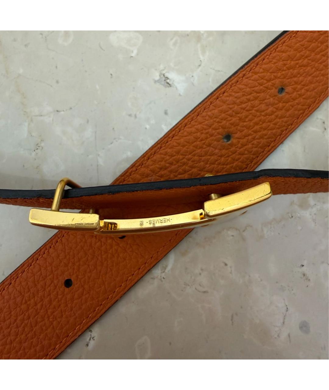 HERMES Черный кожаный ремень, фото 5