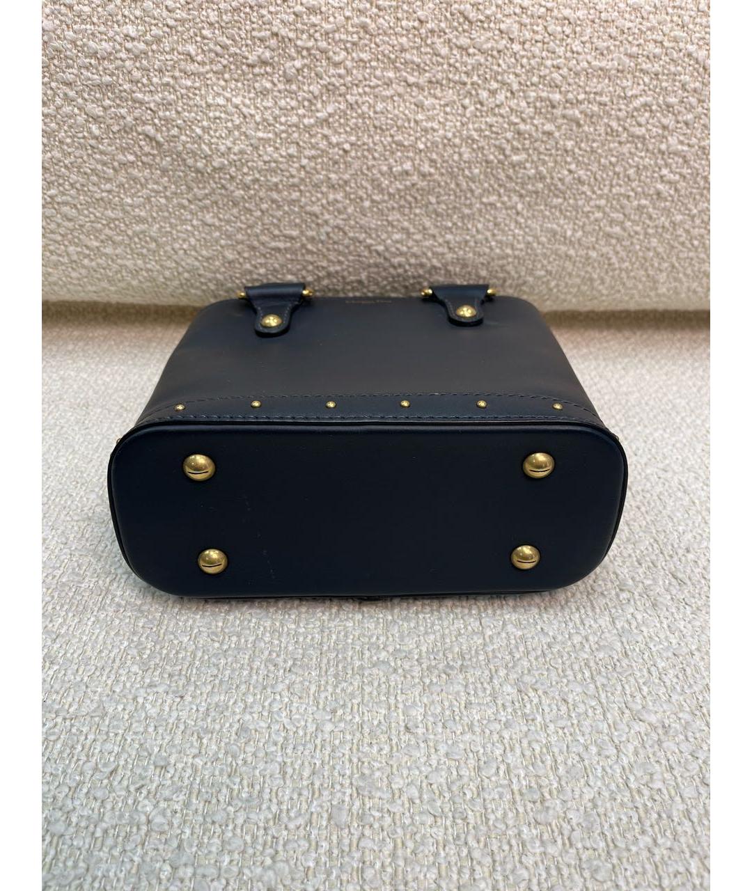 CHRISTIAN DIOR Темно-синяя кожаная сумка с короткими ручками, фото 6