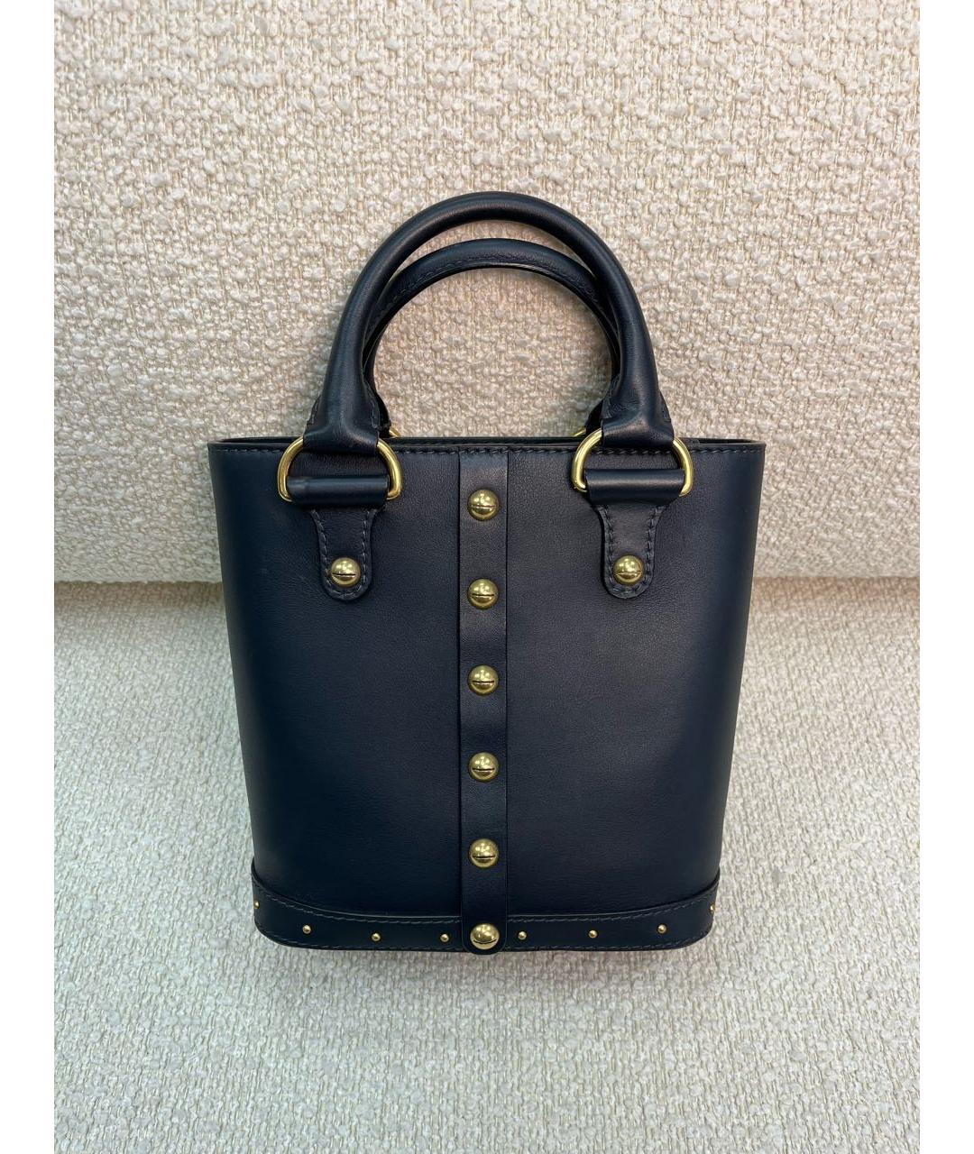 CHRISTIAN DIOR Темно-синяя кожаная сумка с короткими ручками, фото 3