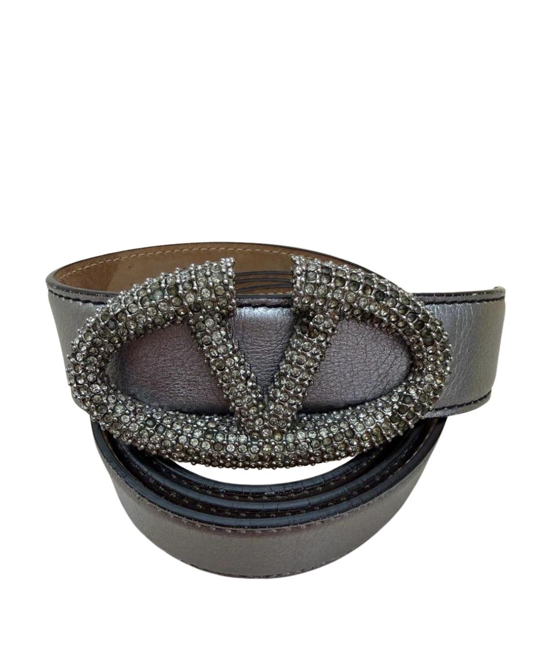 VALENTINO Серебрянный кожаный ремень, фото 1