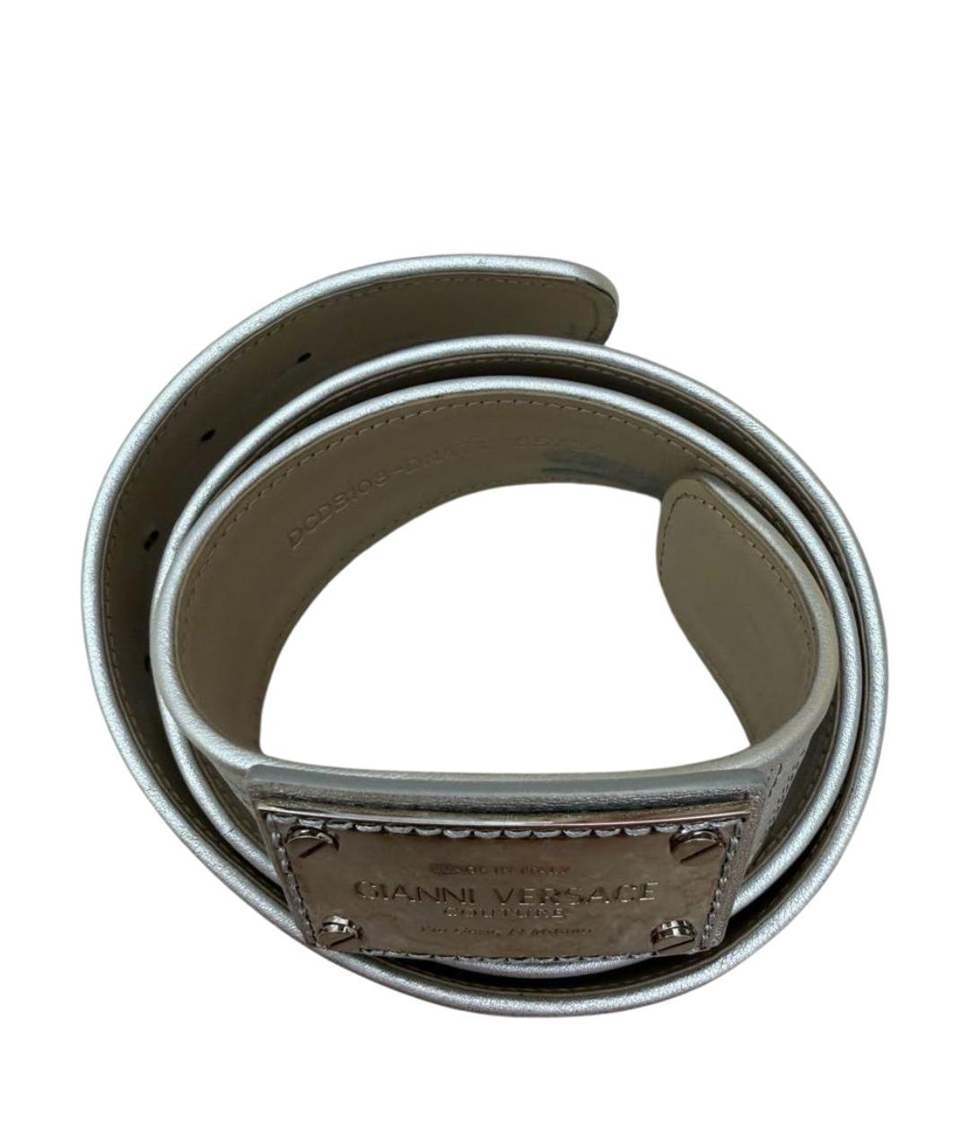 VERSACE Серебрянный кожаный ремень, фото 1