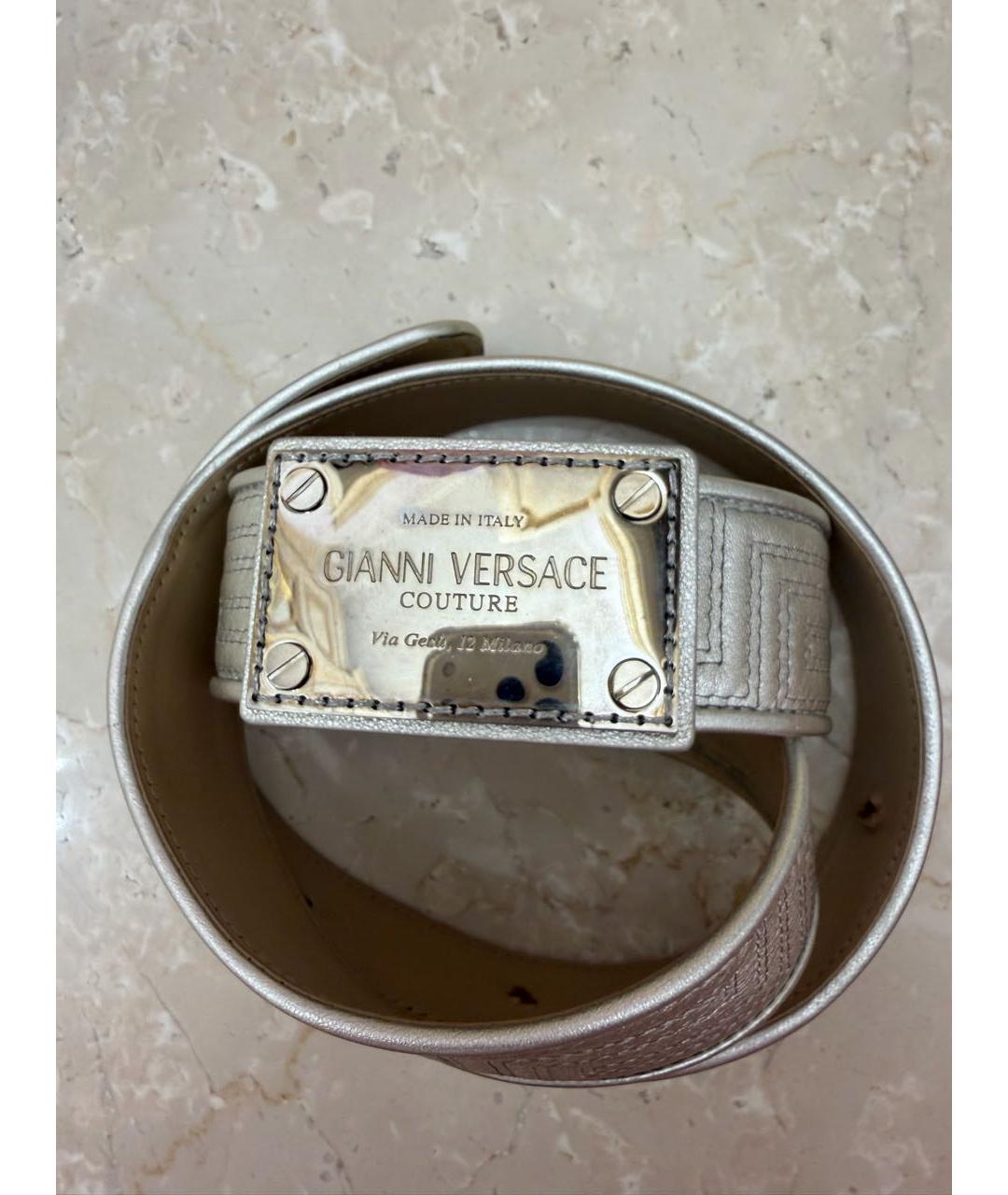 VERSACE Серебрянный кожаный ремень, фото 2