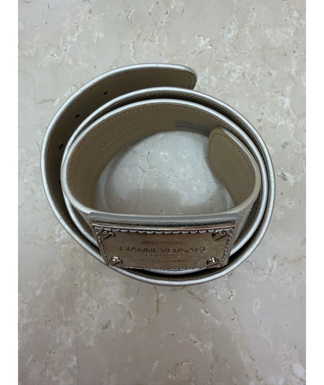 VERSACE Серебрянный кожаный ремень, фото 4