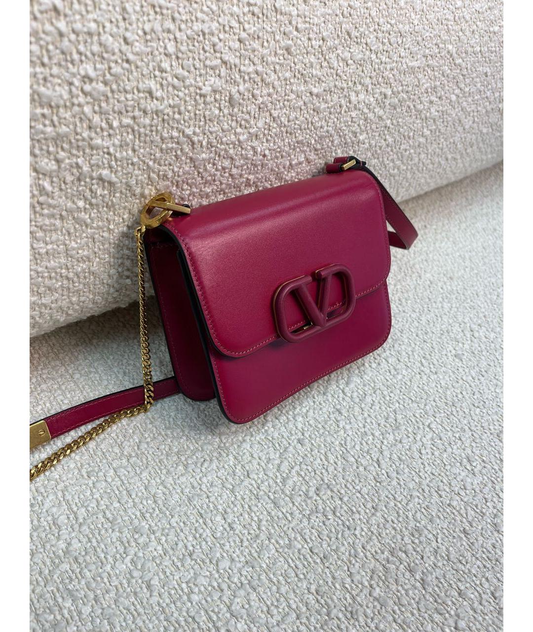 VALENTINO Бордовая кожаная сумка через плечо, фото 2