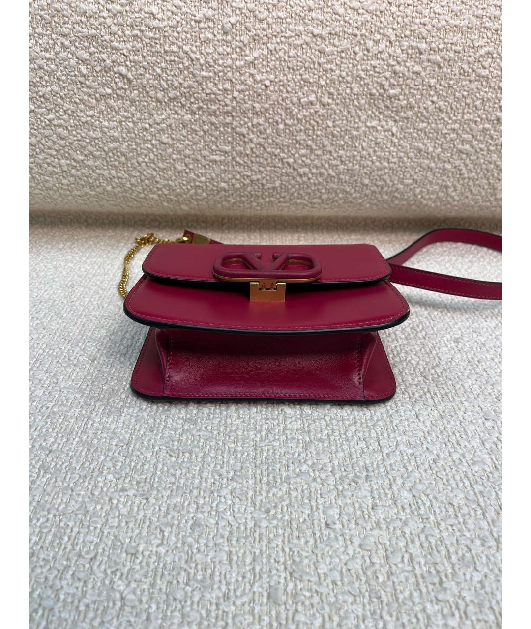VALENTINO Бордовая кожаная сумка через плечо, фото 8