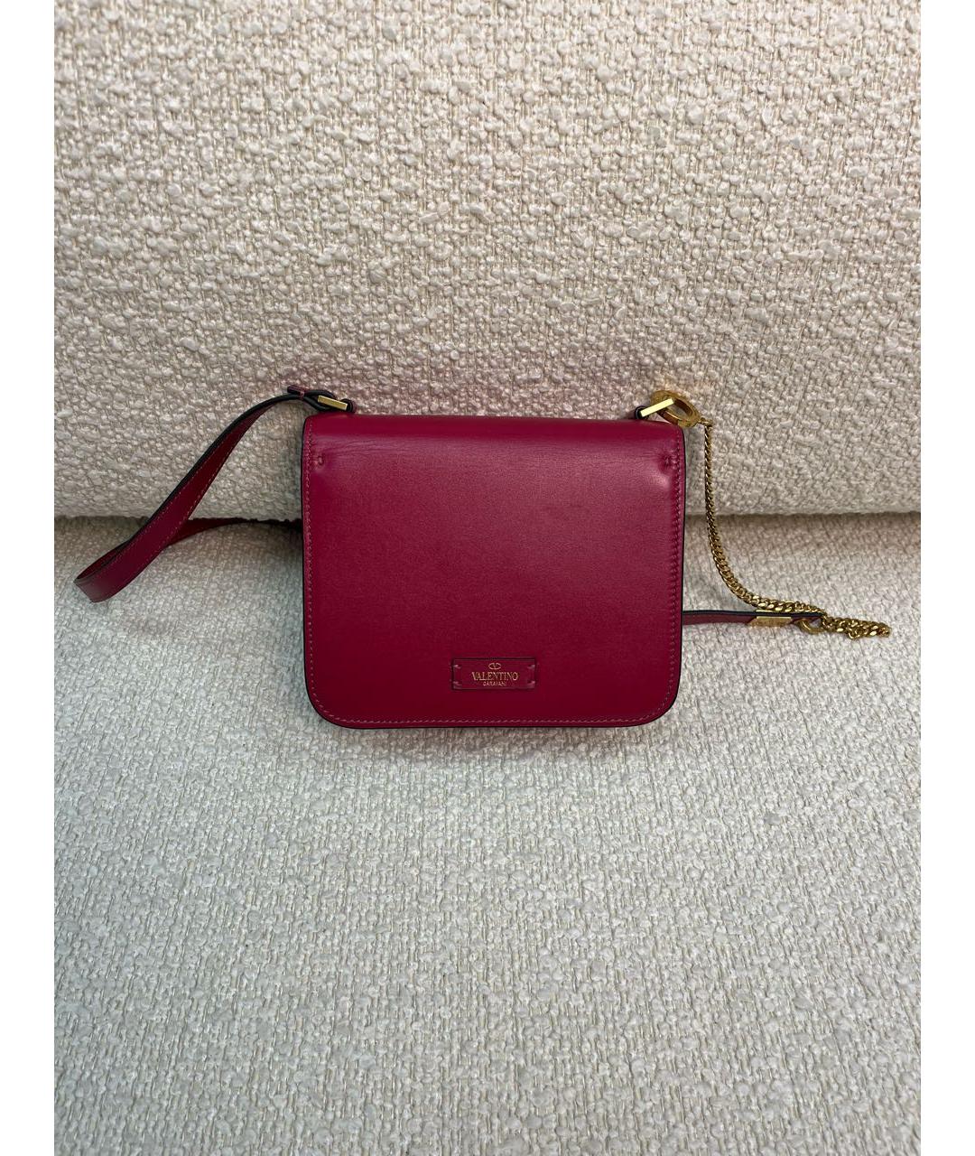 VALENTINO Бордовая кожаная сумка через плечо, фото 3