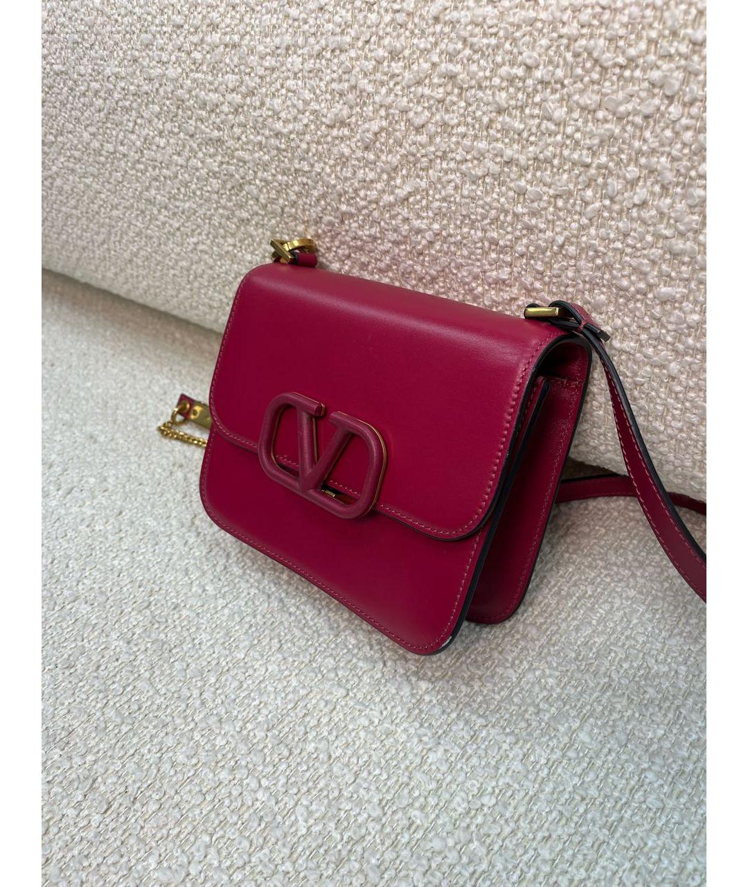 VALENTINO Бордовая кожаная сумка через плечо, фото 5