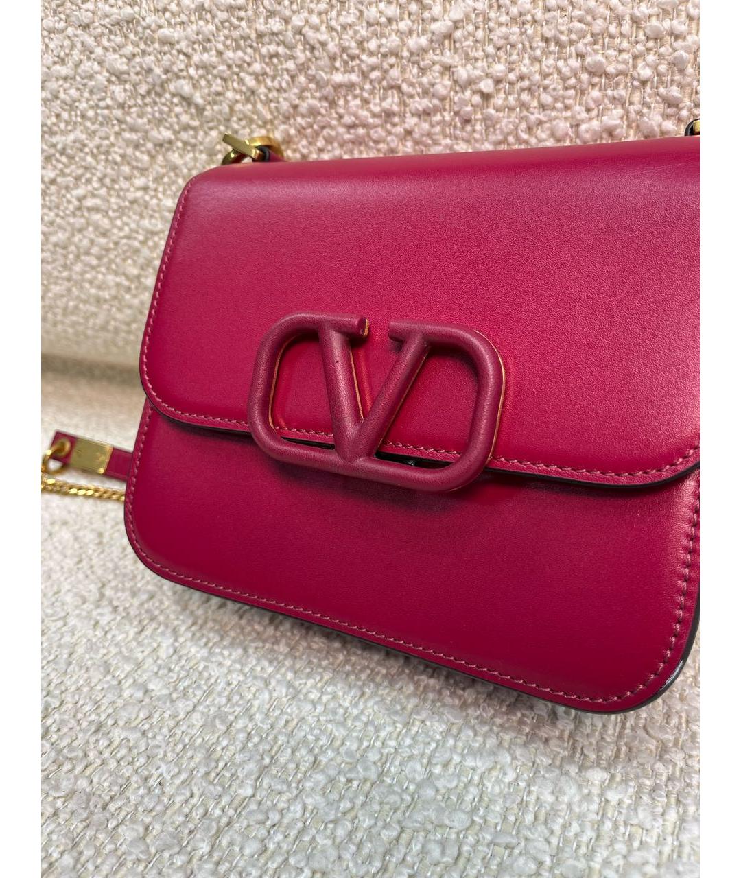 VALENTINO Бордовая кожаная сумка через плечо, фото 7