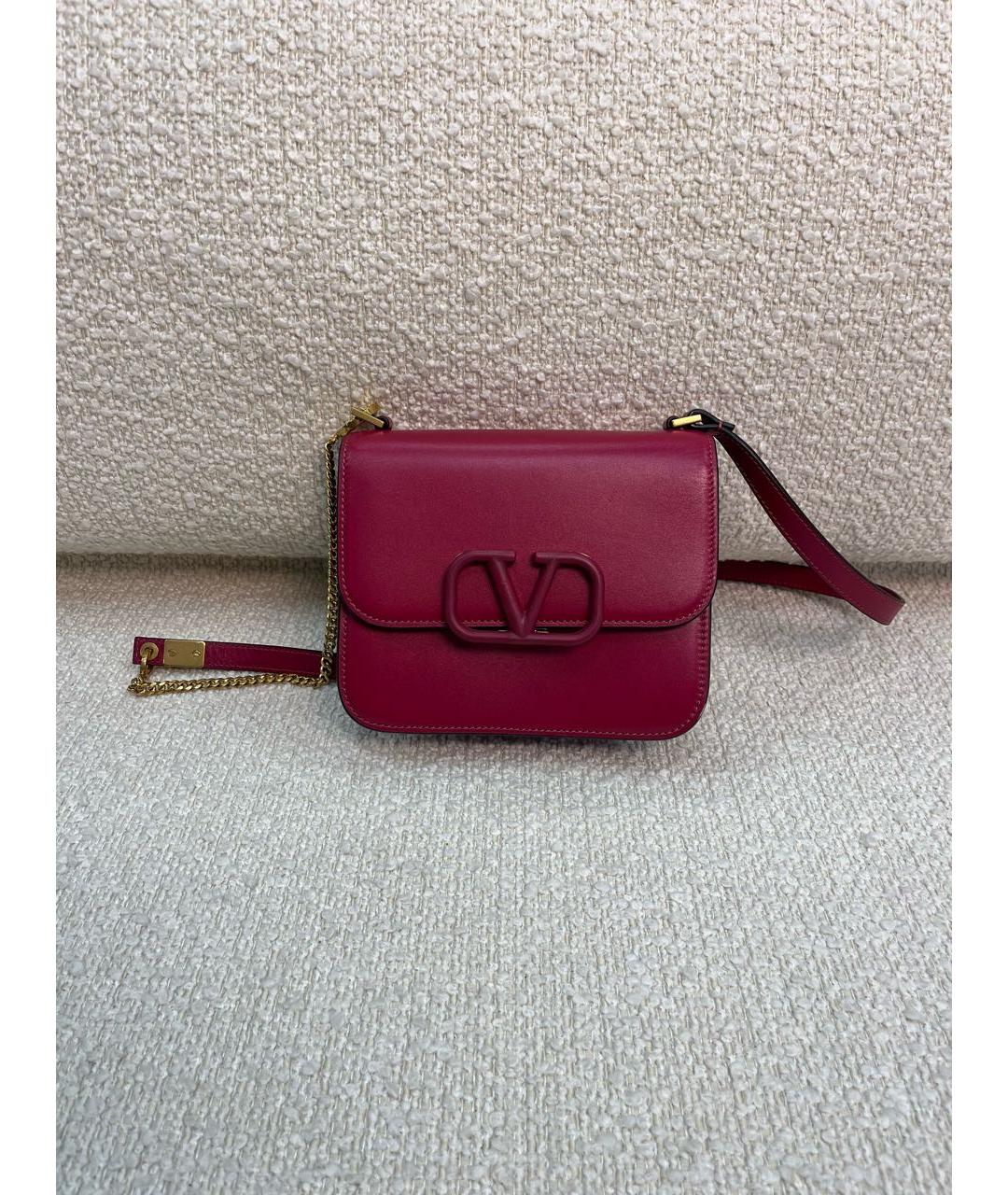 VALENTINO Бордовая кожаная сумка через плечо, фото 9