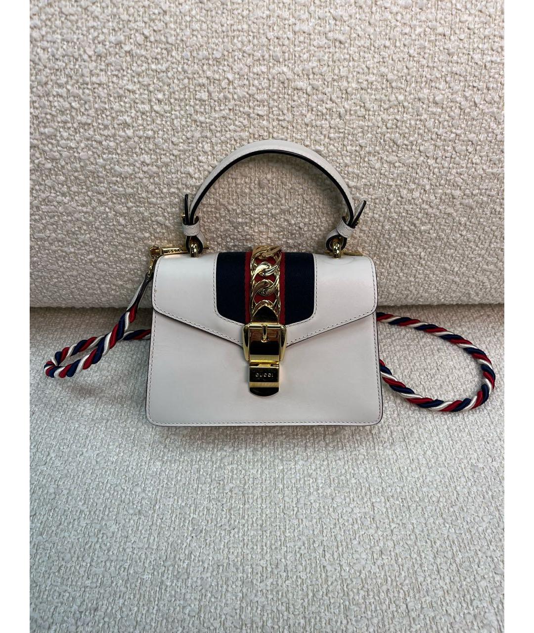 GUCCI Белая кожаная сумка с короткими ручками, фото 9