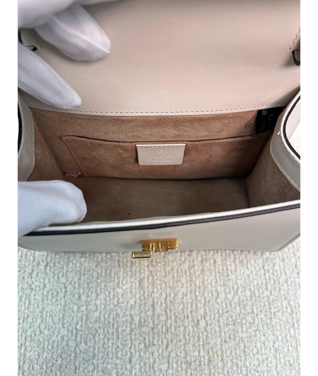 GUCCI Белая кожаная сумка с короткими ручками, фото 4