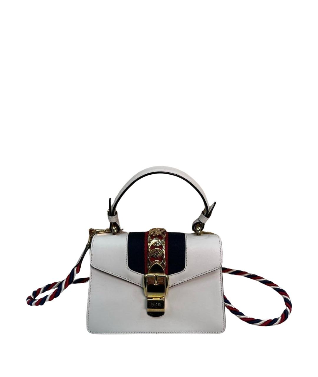 GUCCI Белая кожаная сумка с короткими ручками, фото 1
