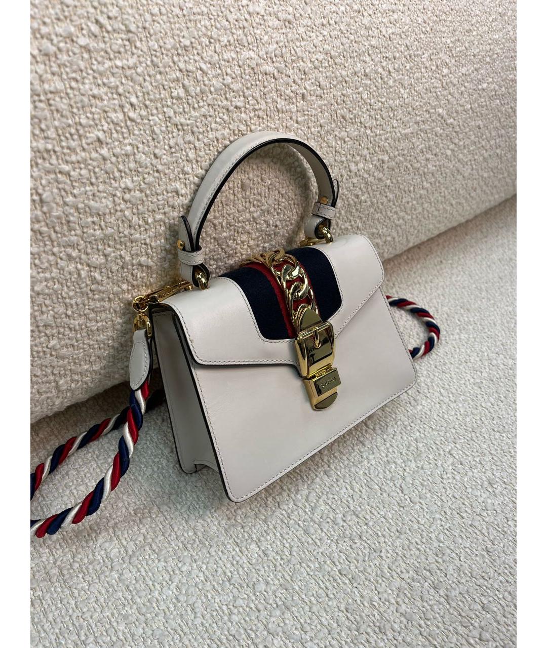 GUCCI Белая кожаная сумка с короткими ручками, фото 2