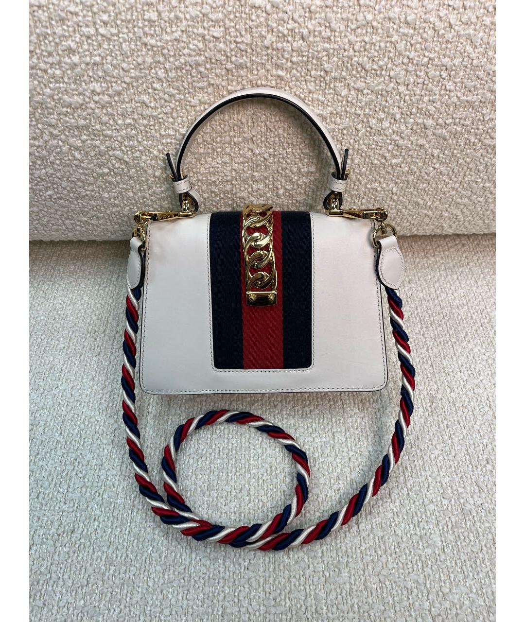 GUCCI Белая кожаная сумка с короткими ручками, фото 3