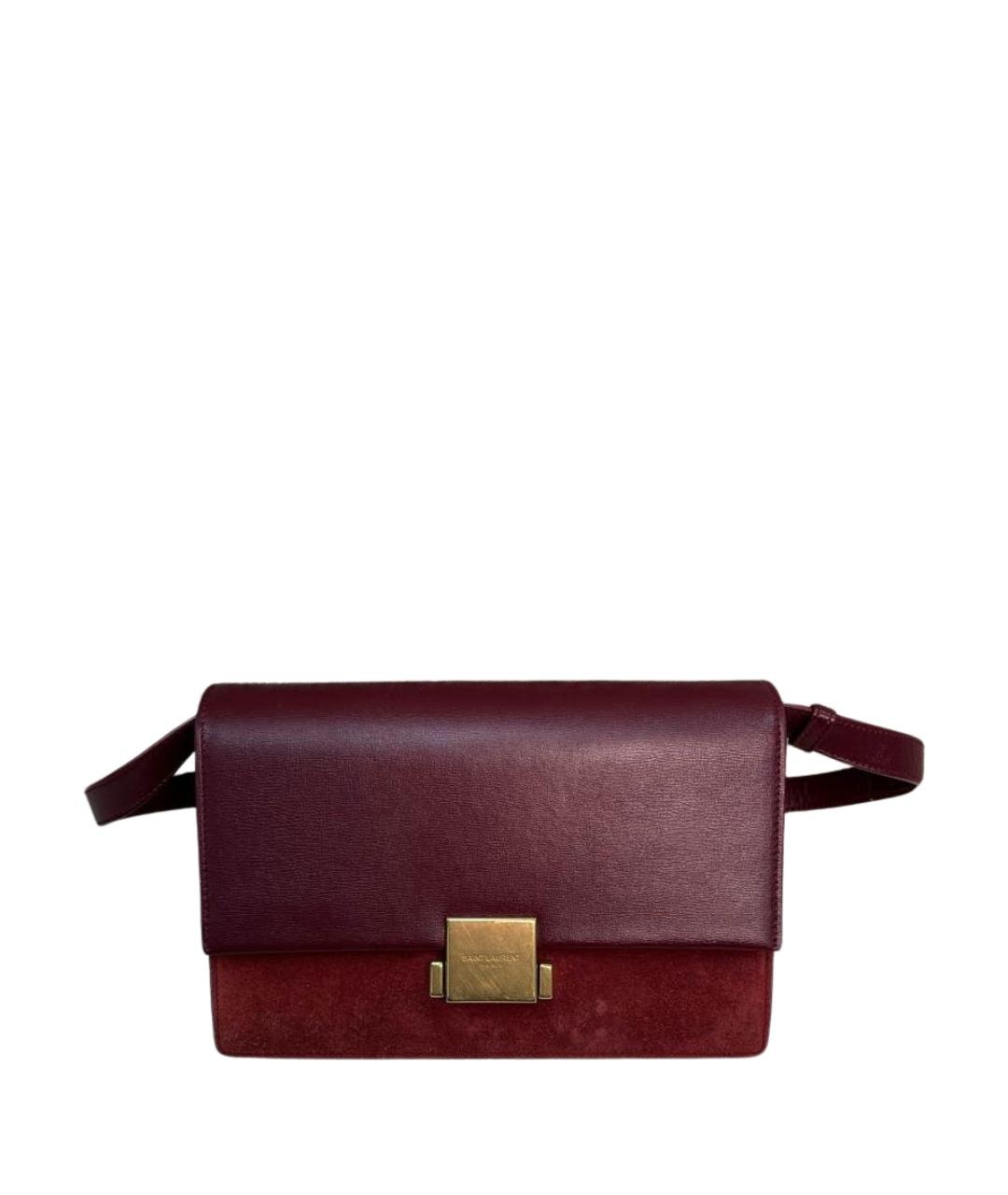SAINT LAURENT Бордовая кожаная сумка с короткими ручками, фото 1