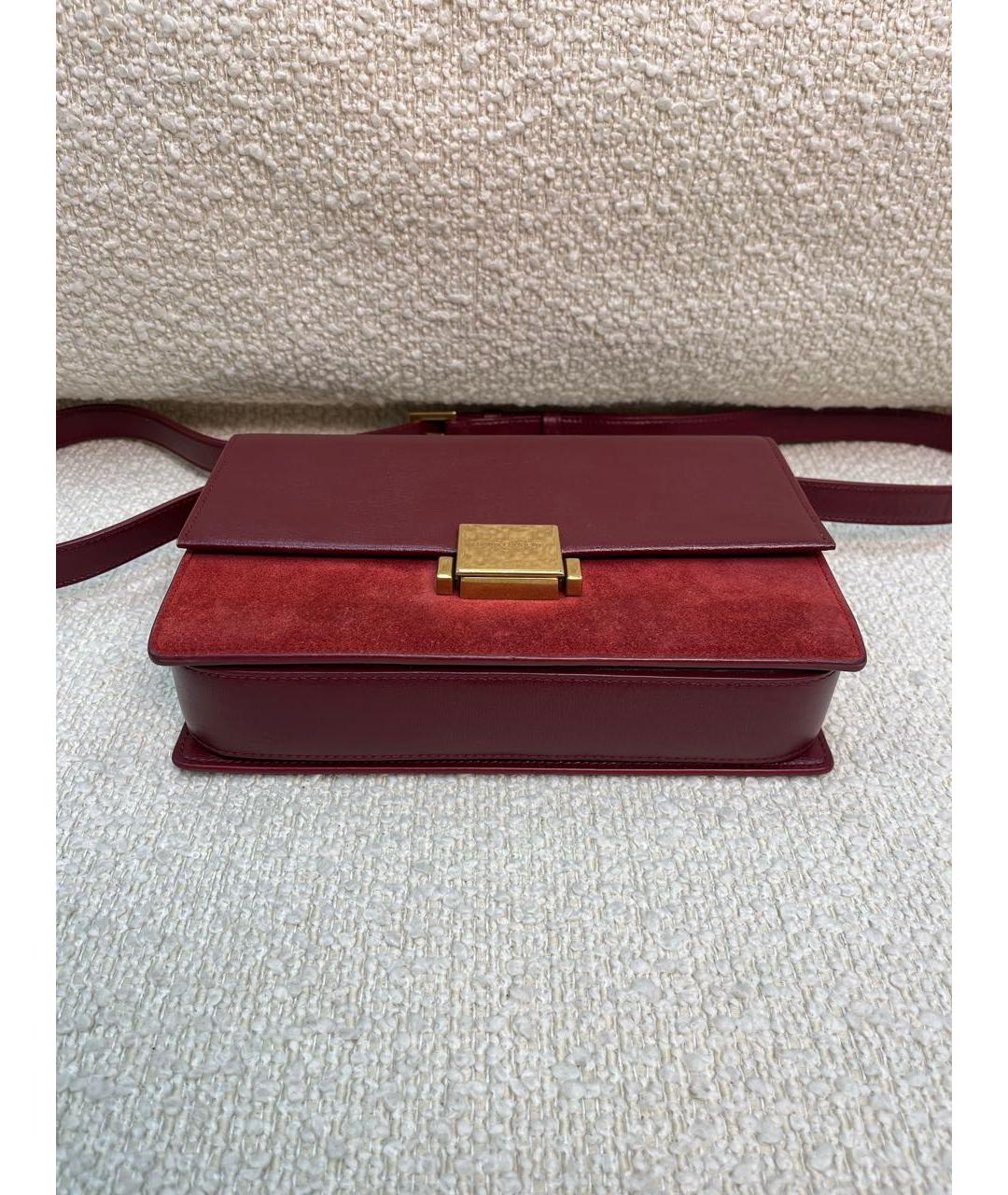 SAINT LAURENT Бордовая кожаная сумка с короткими ручками, фото 8
