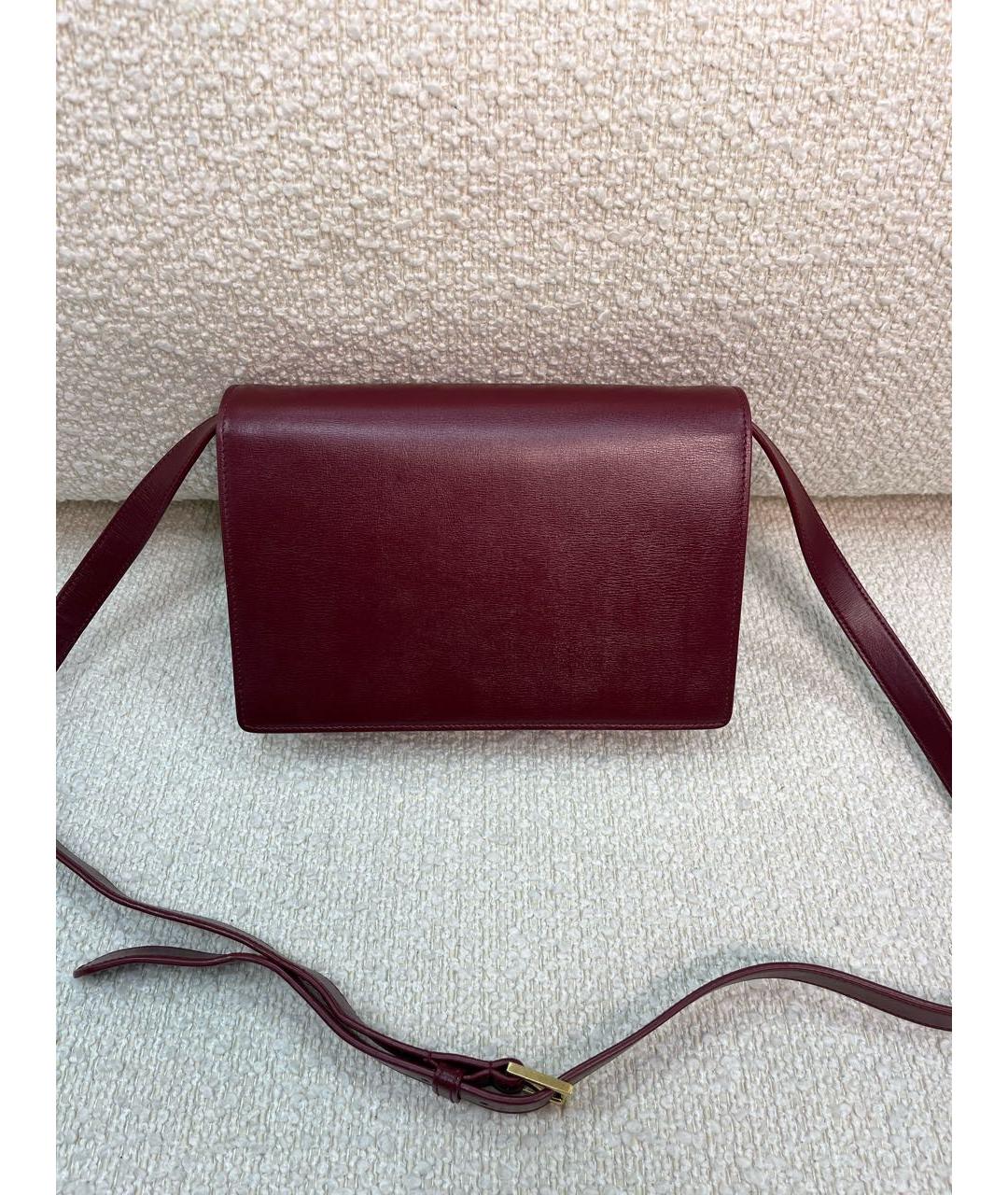 SAINT LAURENT Бордовая кожаная сумка с короткими ручками, фото 3