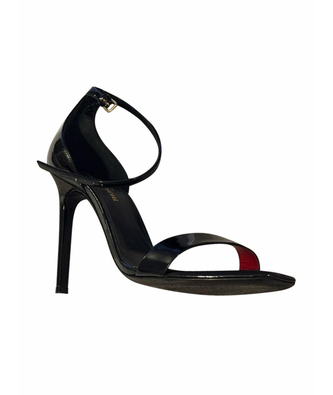 SAINT LAURENT Черные босоножки из лакированной кожи, фото 1