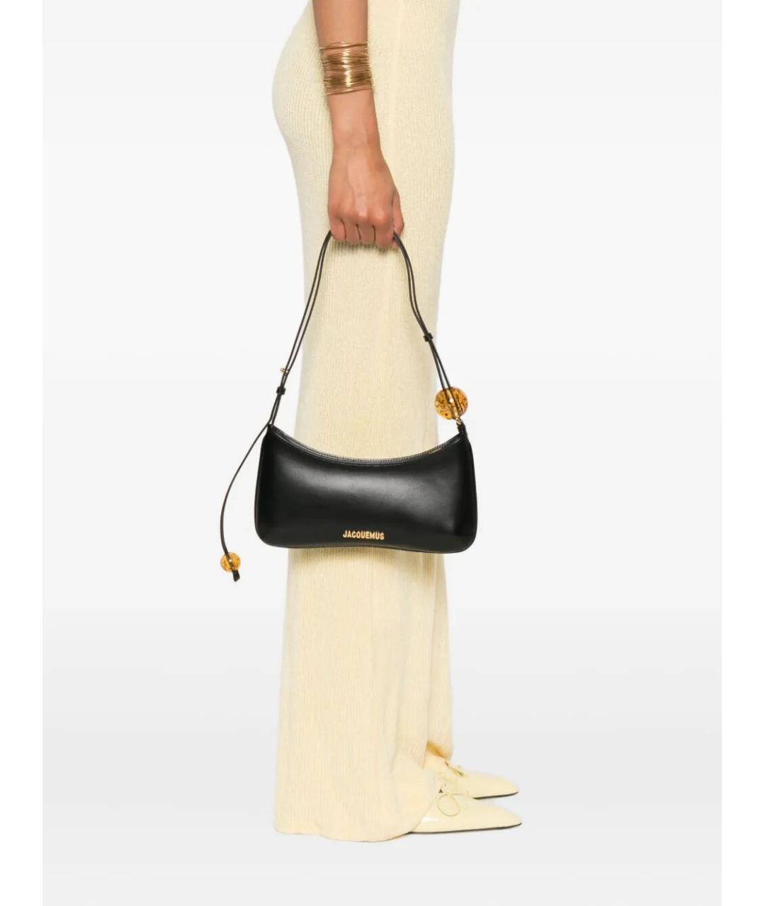 JACQUEMUS Черная кожаная сумка через плечо, фото 2