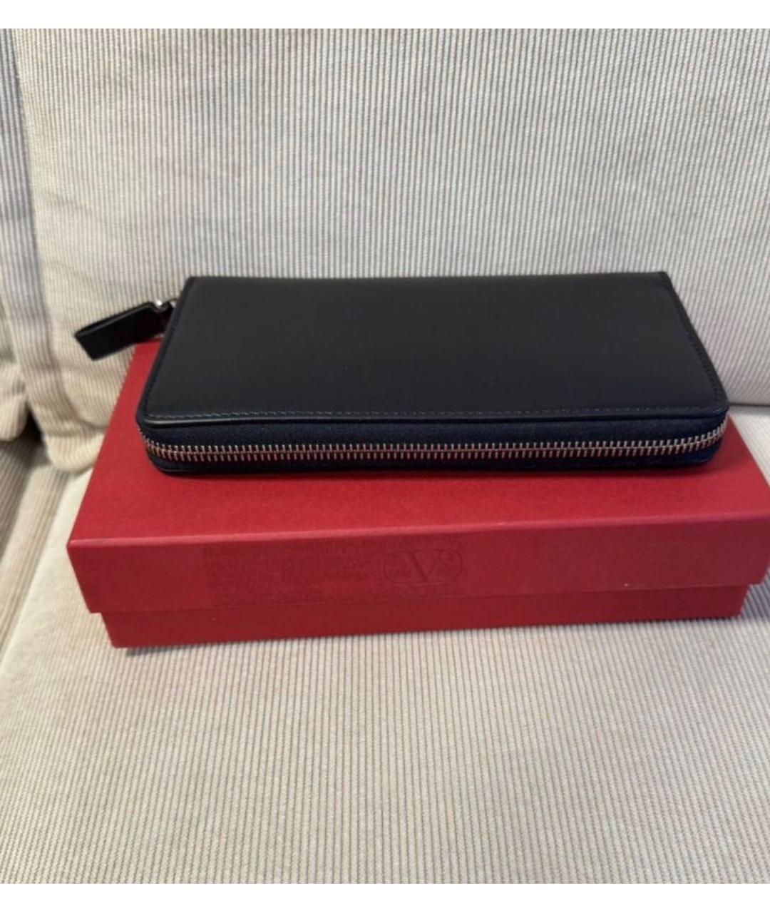 VALENTINO Черный кожаный кошелек, фото 2