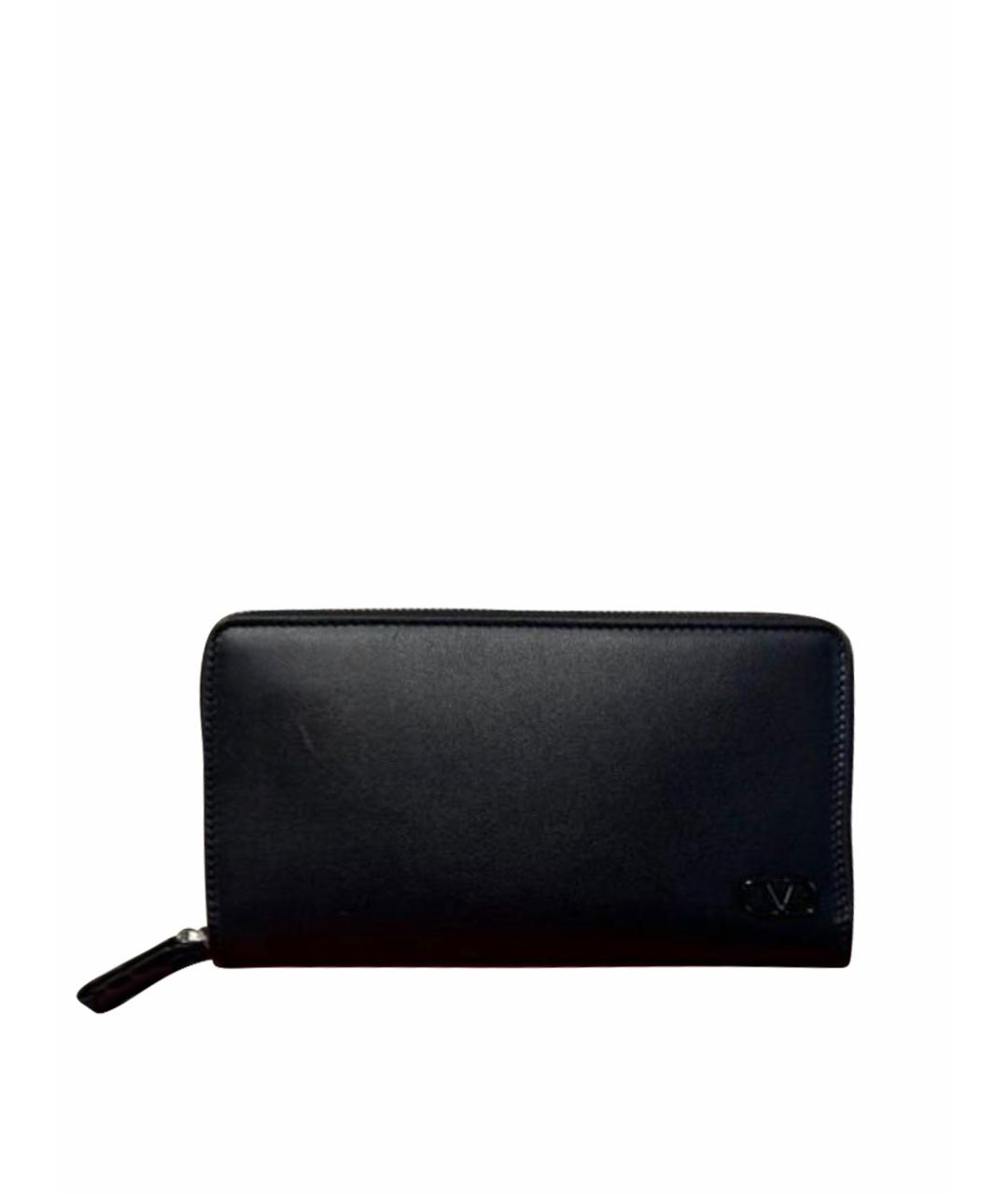 VALENTINO Черный кожаный кошелек, фото 1