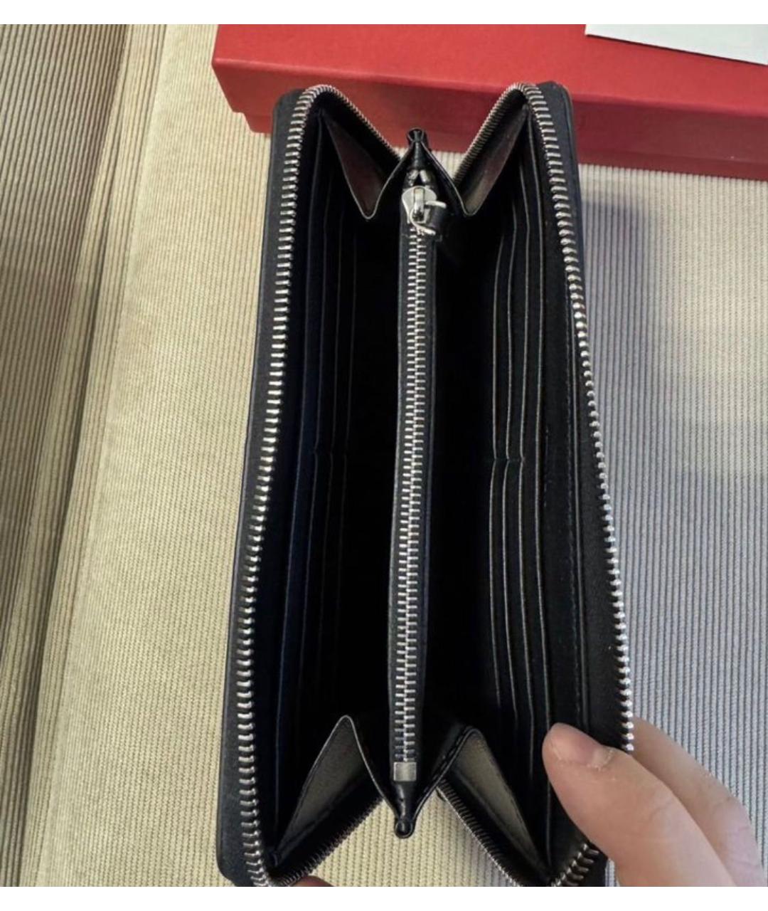 VALENTINO Черный кожаный кошелек, фото 3