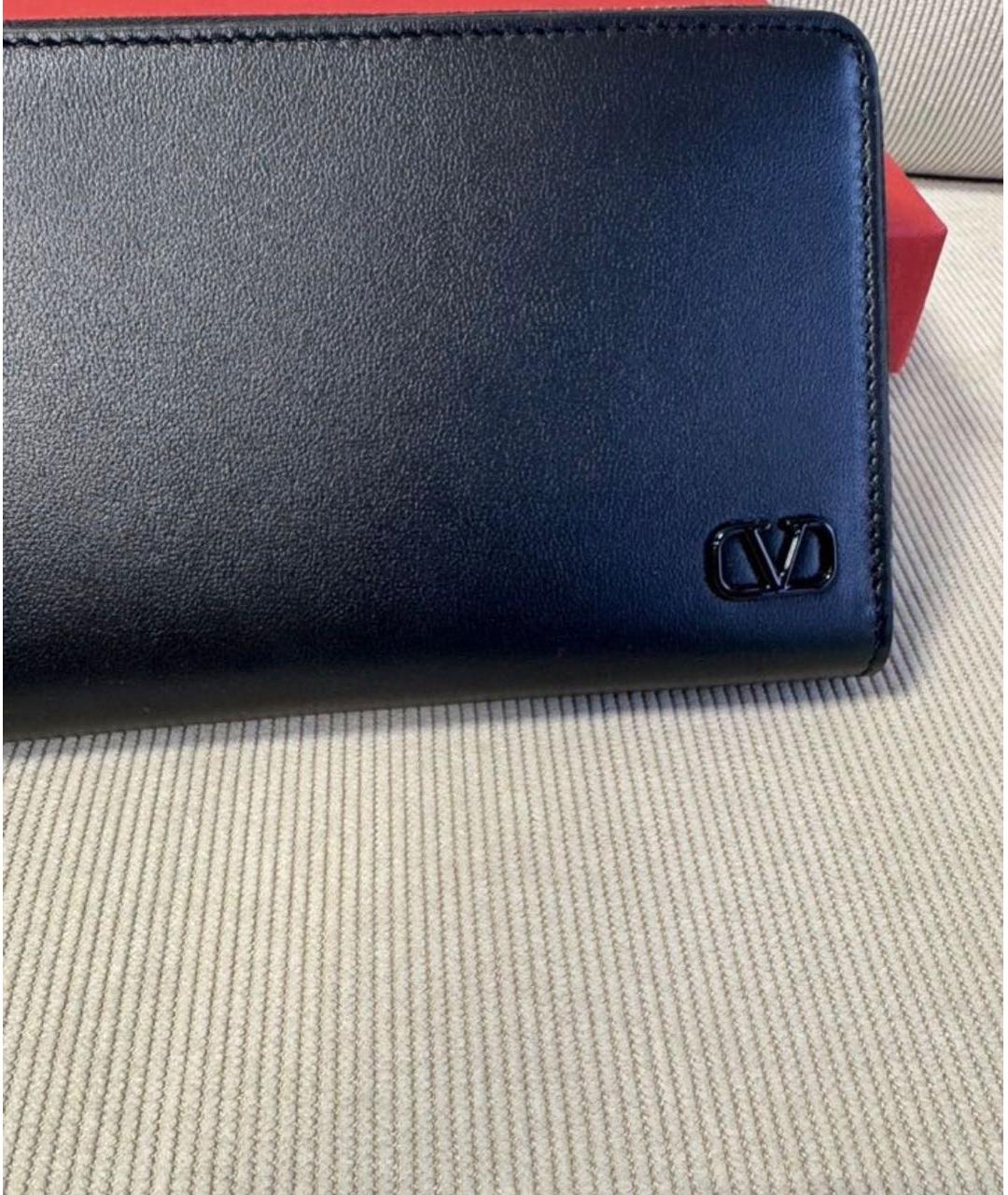 VALENTINO Черный кожаный кошелек, фото 4