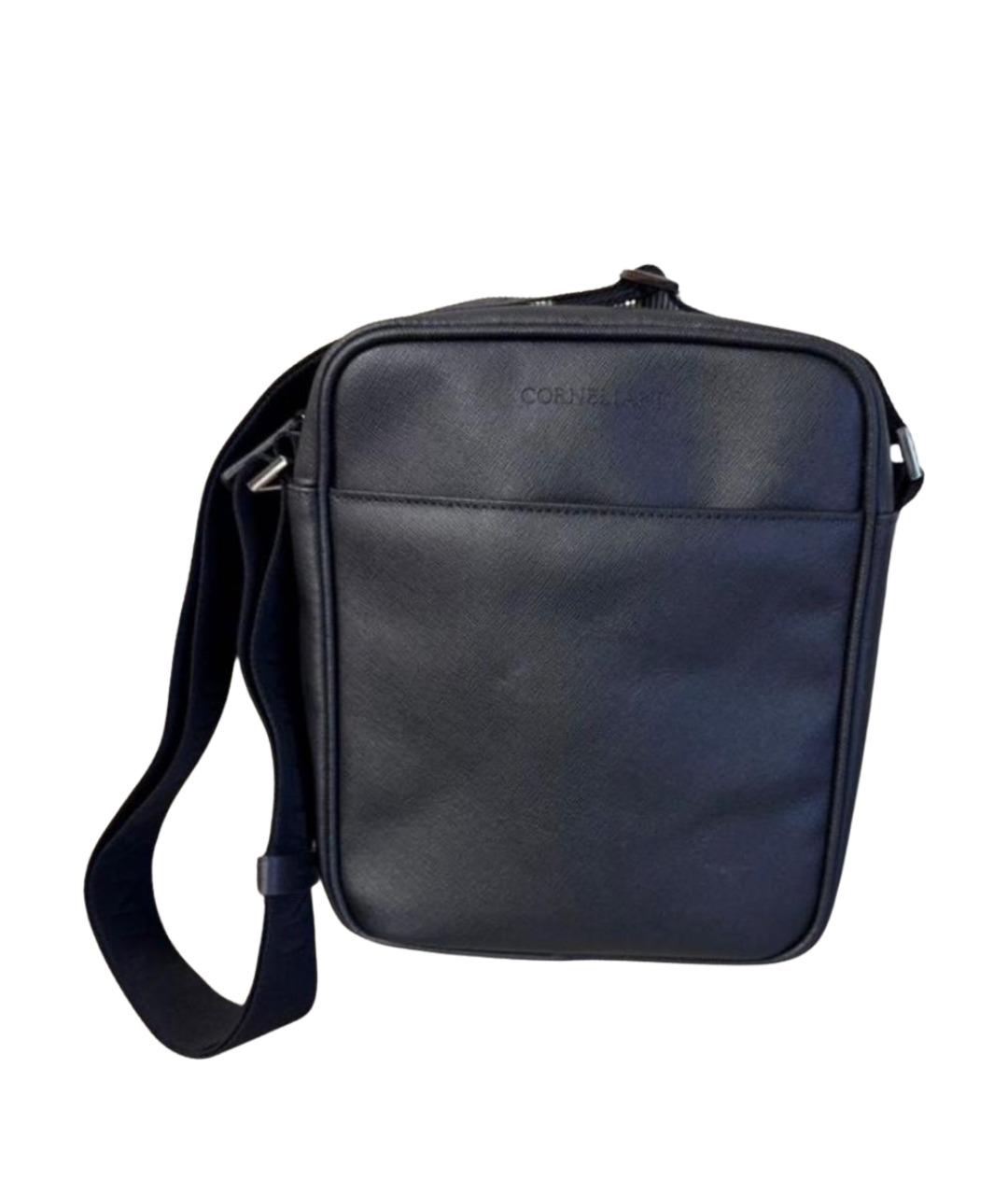 CORNELIANI Черная кожаная сумка на плечо, фото 1