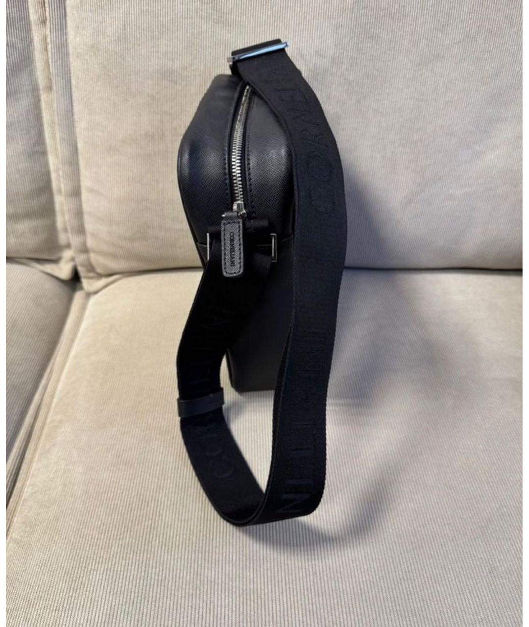 CORNELIANI Черная кожаная сумка на плечо, фото 3